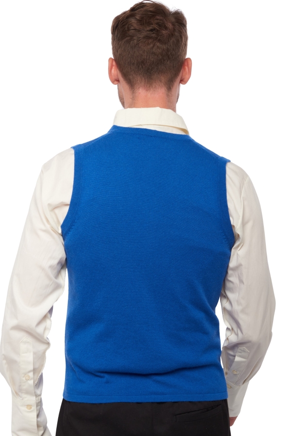 Cashmere men waistcoat sleeveless sweaters basile lapis blue 3xl