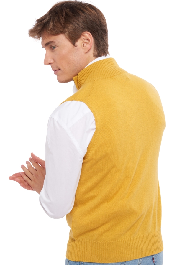 Cashmere men waistcoat sleeveless sweaters dali mustard 4xl
