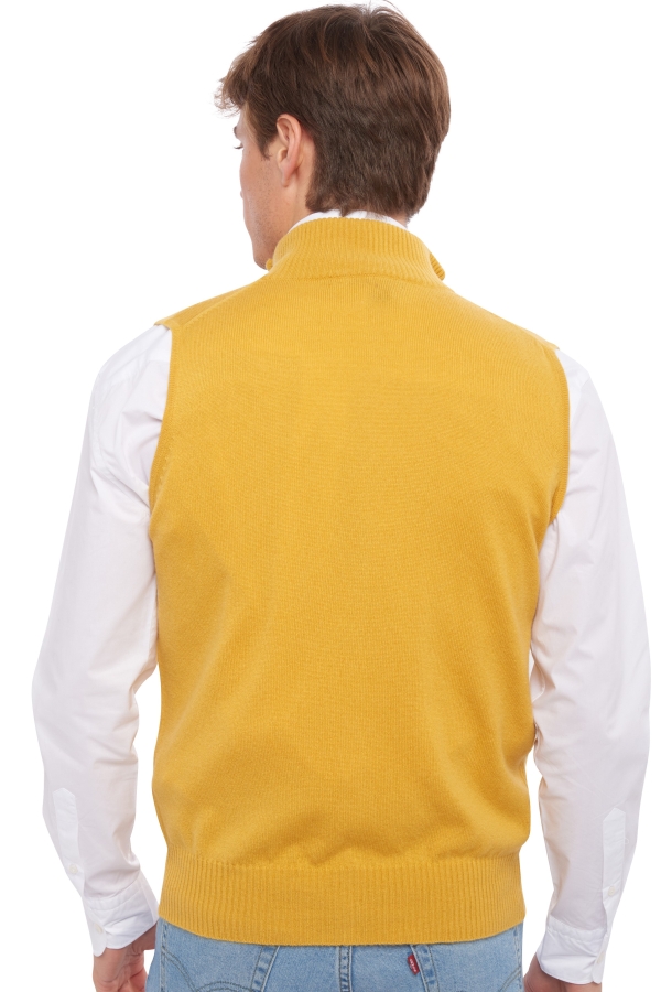 Cashmere men waistcoat sleeveless sweaters dali mustard 4xl