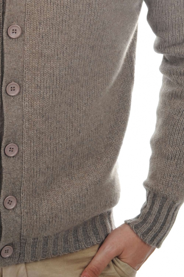 Cashmere men waistcoat sleeveless sweaters jo natural brown dove chine xl