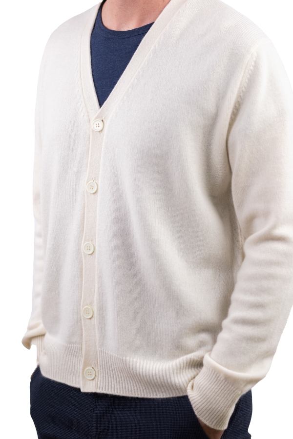 Cashmere men waistcoat sleeveless sweaters leon natural ecru 2xl