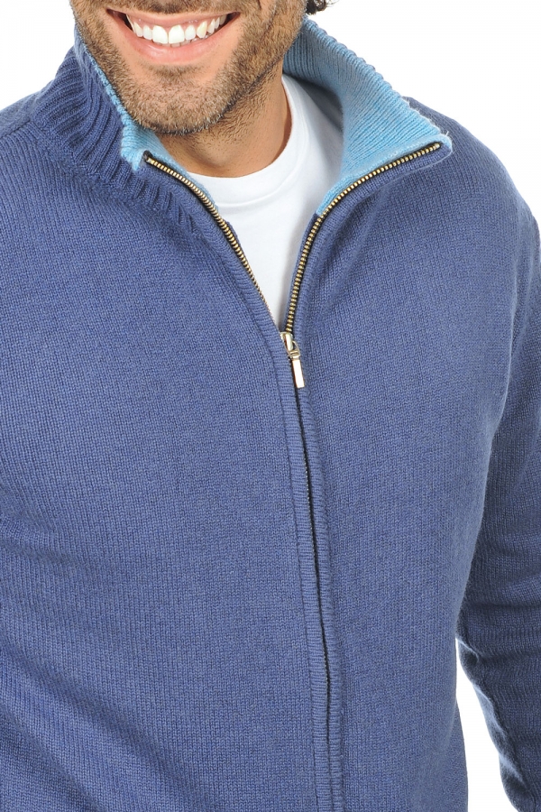 Cashmere men waistcoat sleeveless sweaters maxime twilight blue azur blue chine 3xl