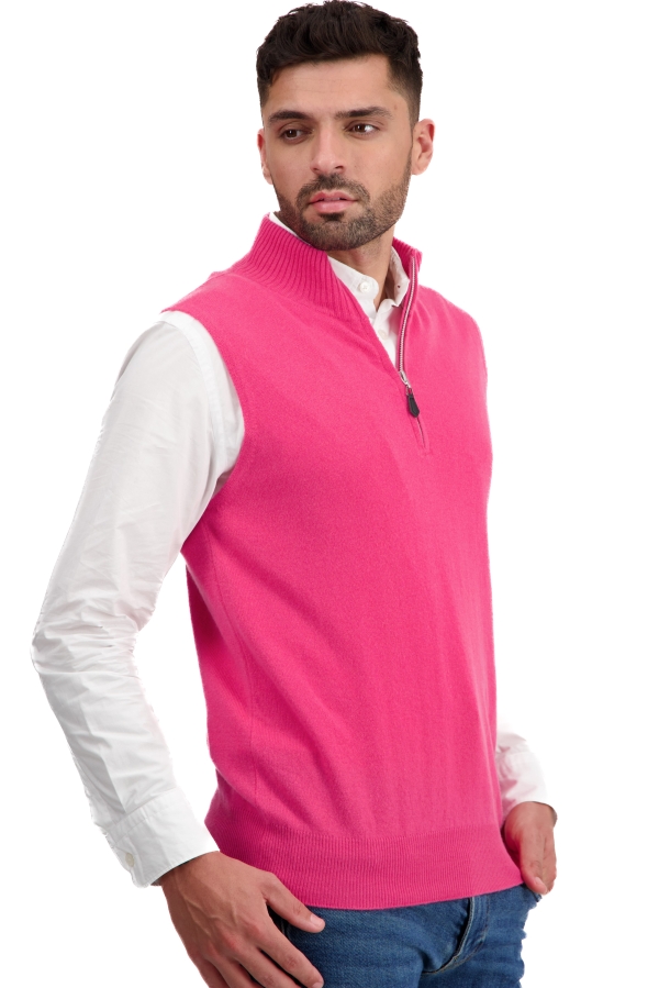 Cashmere men waistcoat sleeveless sweaters texas shocking pink 3xl