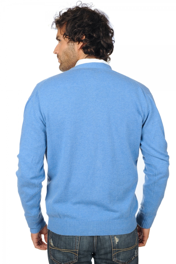 Cashmere men waistcoat sleeveless sweaters yoni blue chine xs
