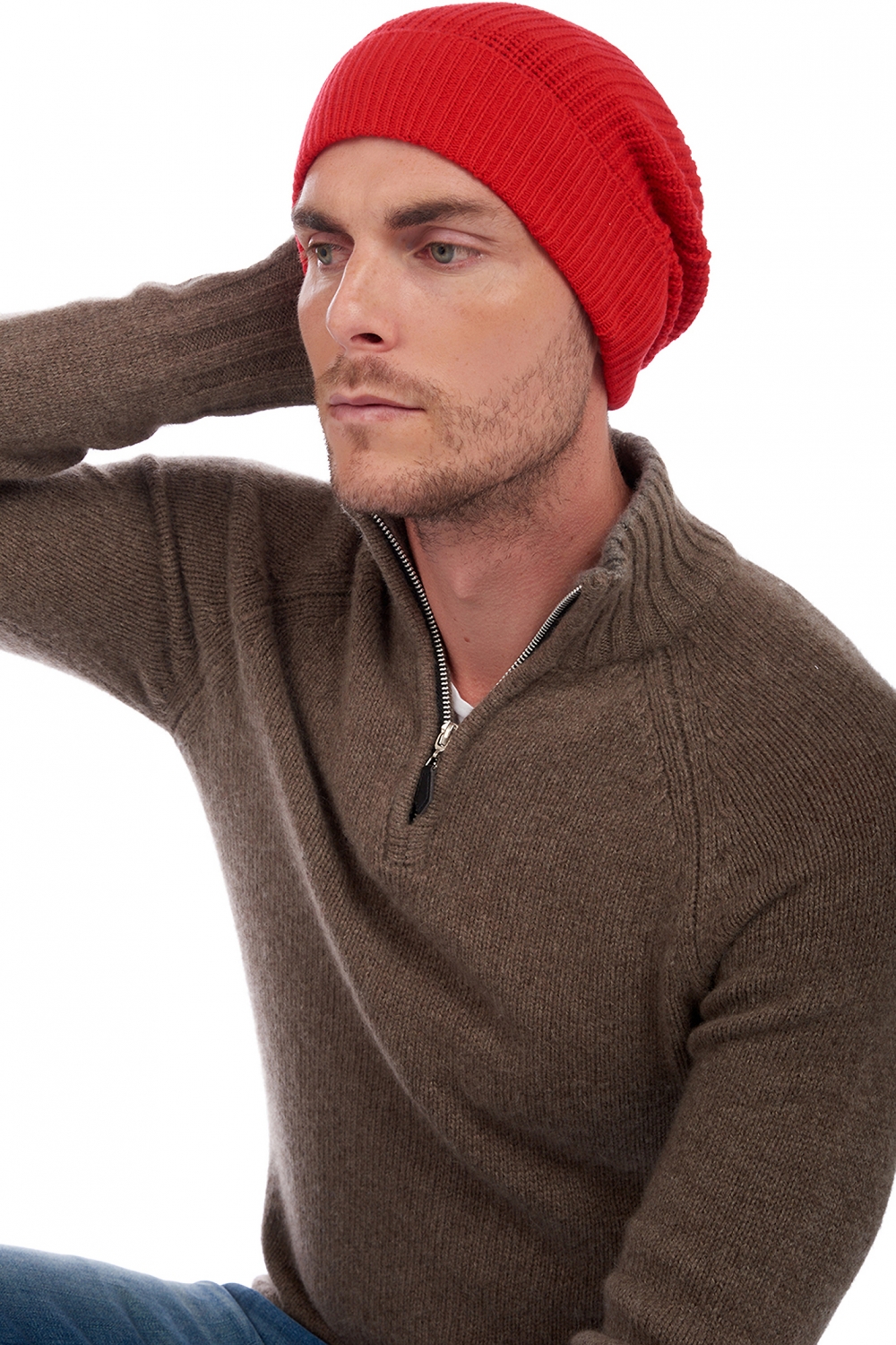 Cashmere accessories beanie anshan rouge 24 x 22 cm
