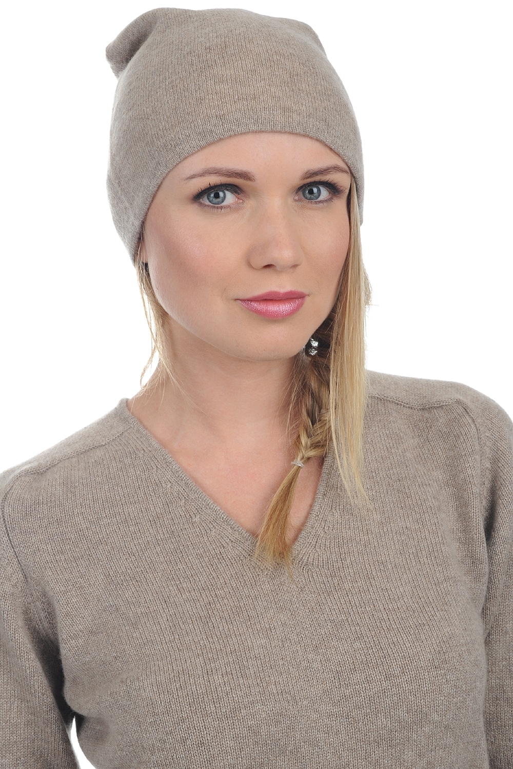 Cashmere accessories beanie bloup natural brown cyber yellow 24 x 23 cm