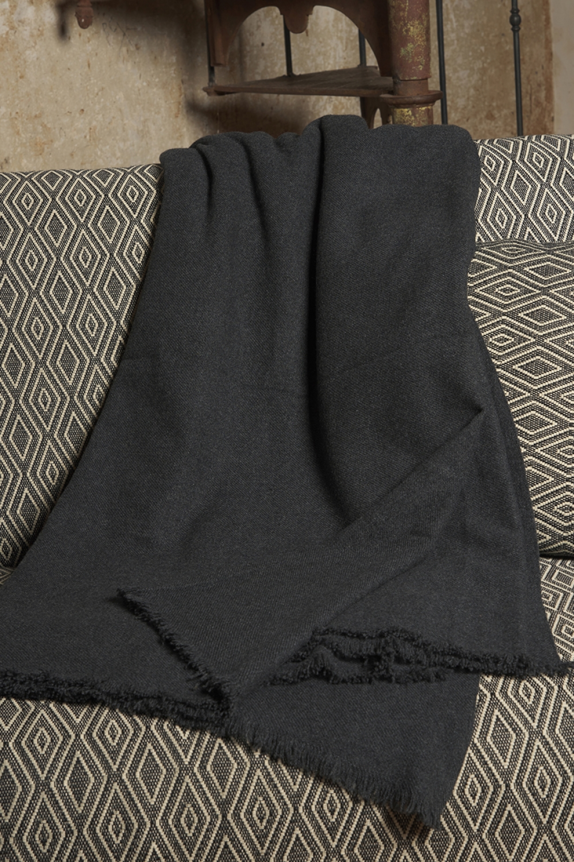 Cashmere accessories blanket toodoo plain m 180 x 220 carbon 180 x 220 cm