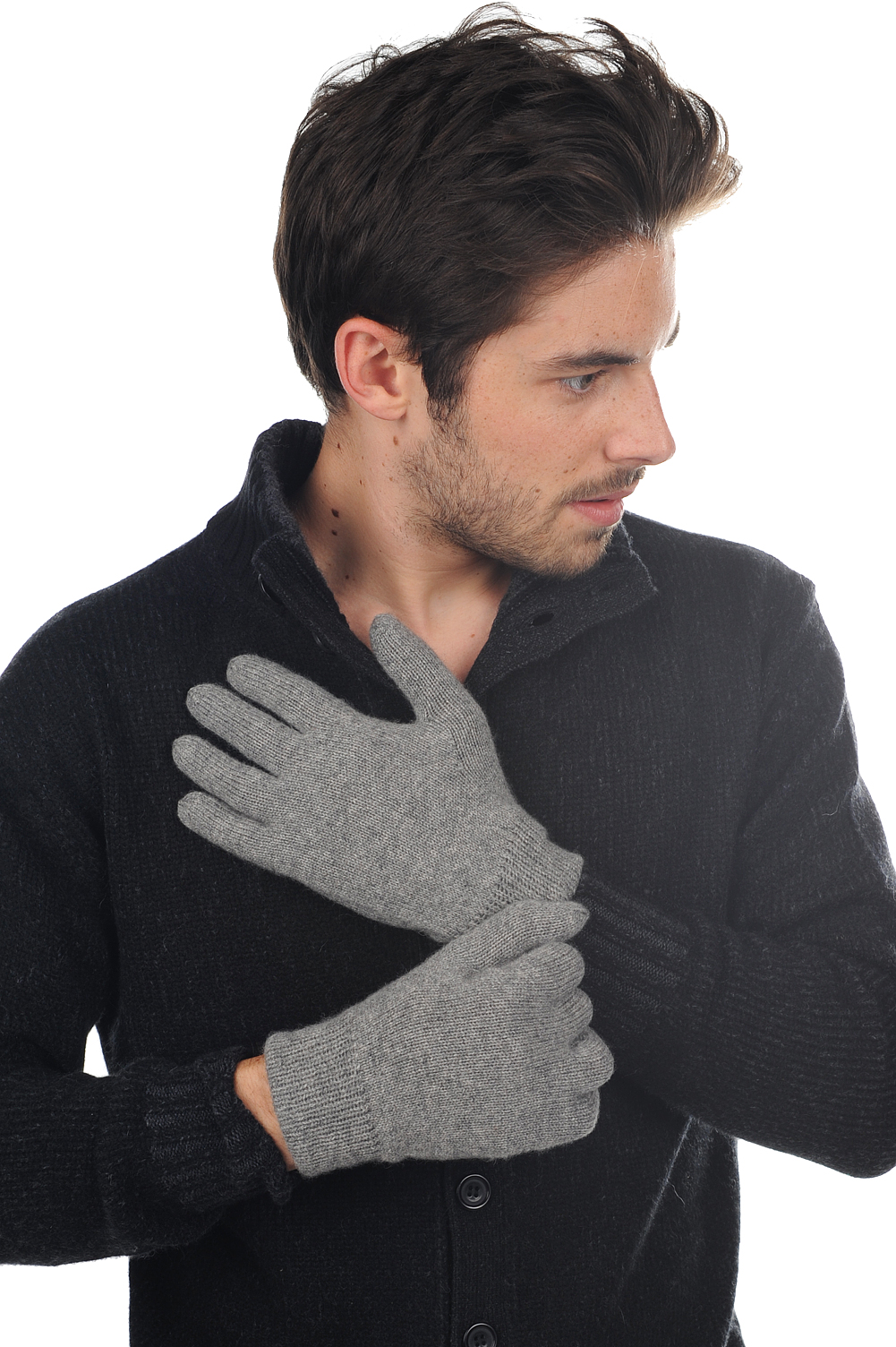 Cashmere accessories gloves manous grey marl 27 x 14 cm