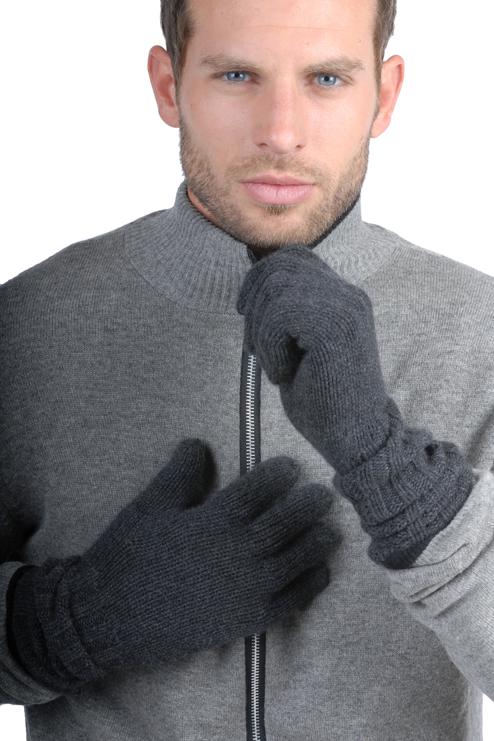 Cashmere accessories gloves tadom charcoal marl 44 x 16 cm