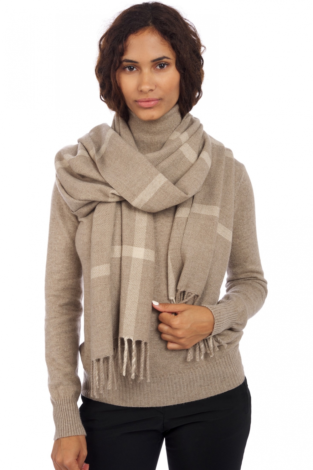 Cashmere accessories scarf mufflers amsterdam natural beige natural brown 50 x 210 cm