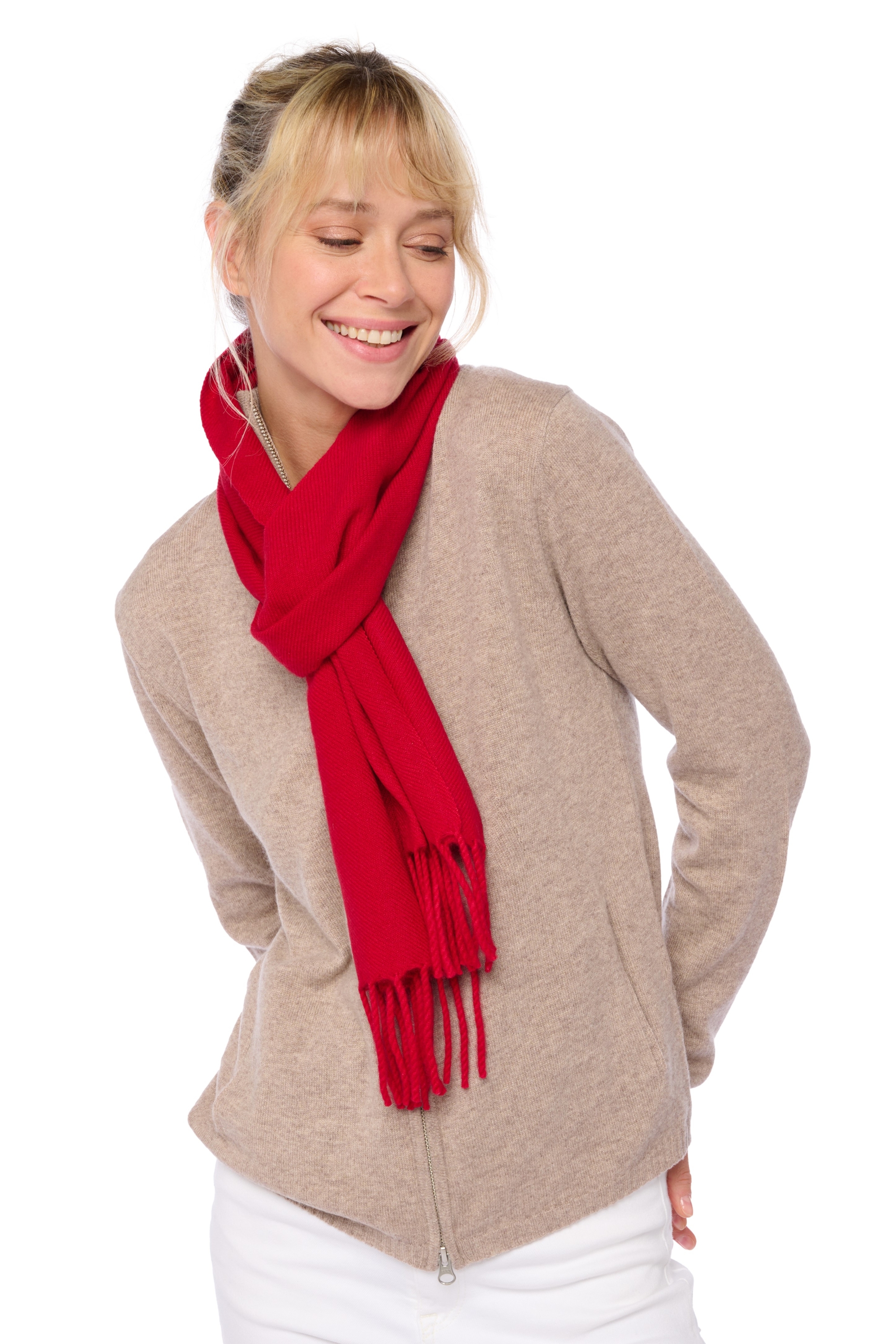 Cashmere accessories scarf mufflers kazu170 deep red 170 x 25 cm