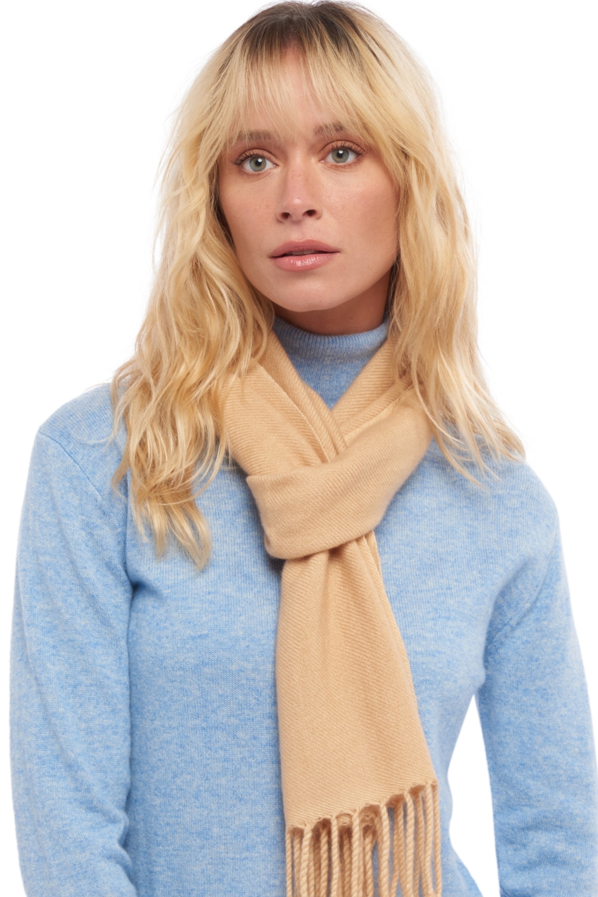 Cashmere accessories scarf mufflers kazu170 fawn 170 x 25 cm