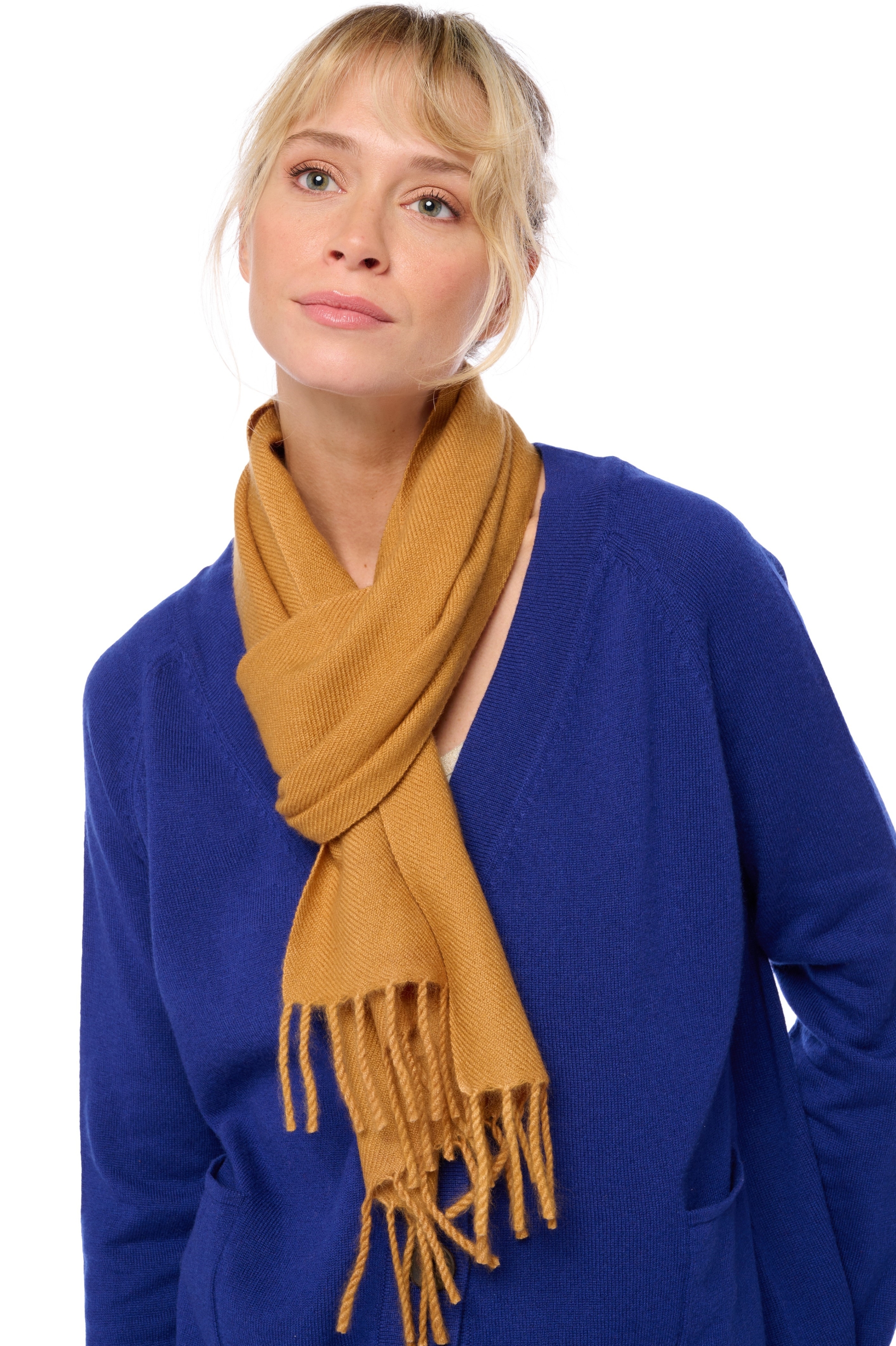 Cashmere accessories scarf mufflers kazu170 peanut butter 170 x 25 cm