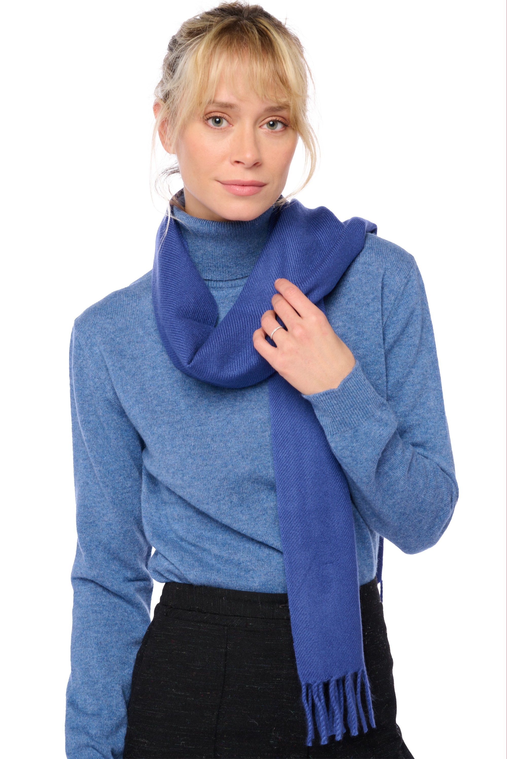 Cashmere accessories scarf mufflers kazu170 twilight blue 170 x 25 cm