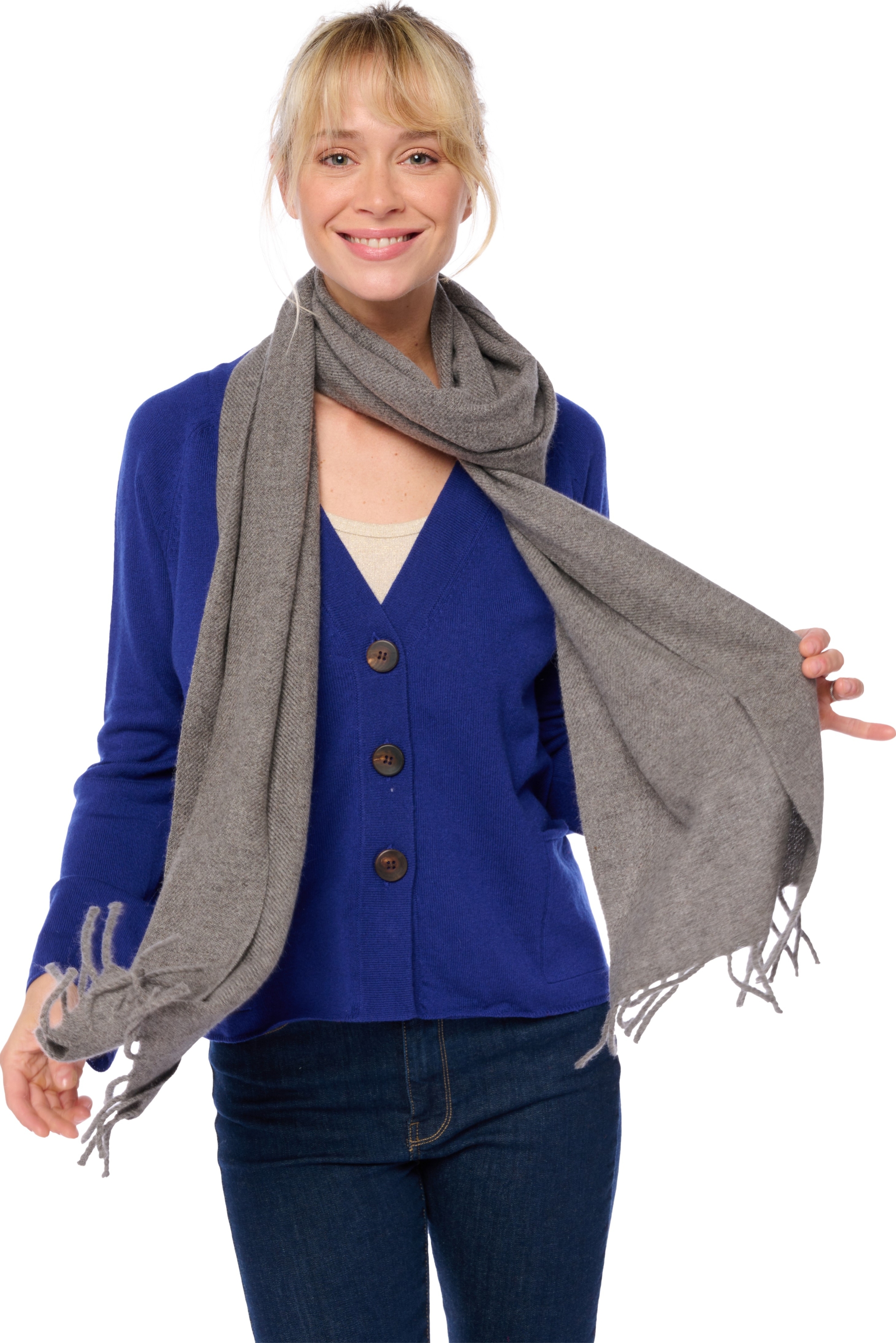 Cashmere accessories scarf mufflers kazu200 dove chine 200 x 35 cm