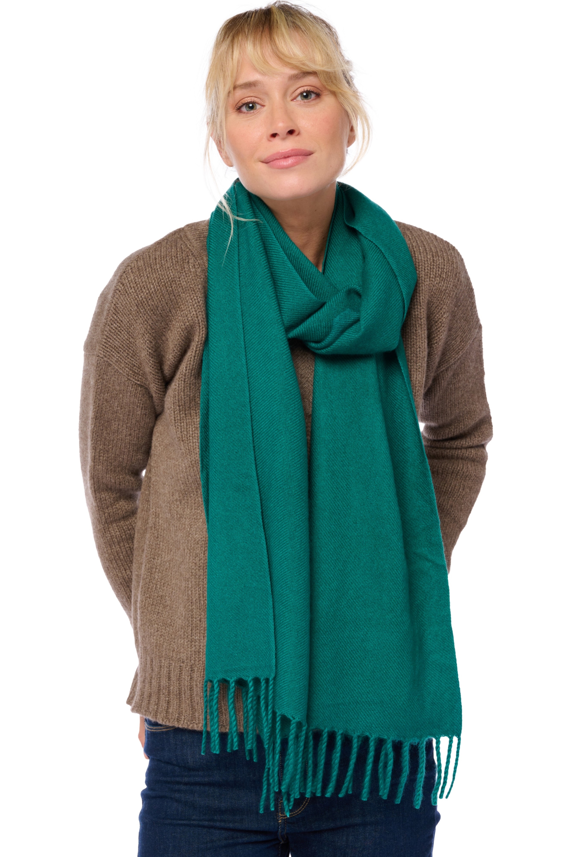 Cashmere accessories scarf mufflers kazu200 forest green 200 x 35 cm