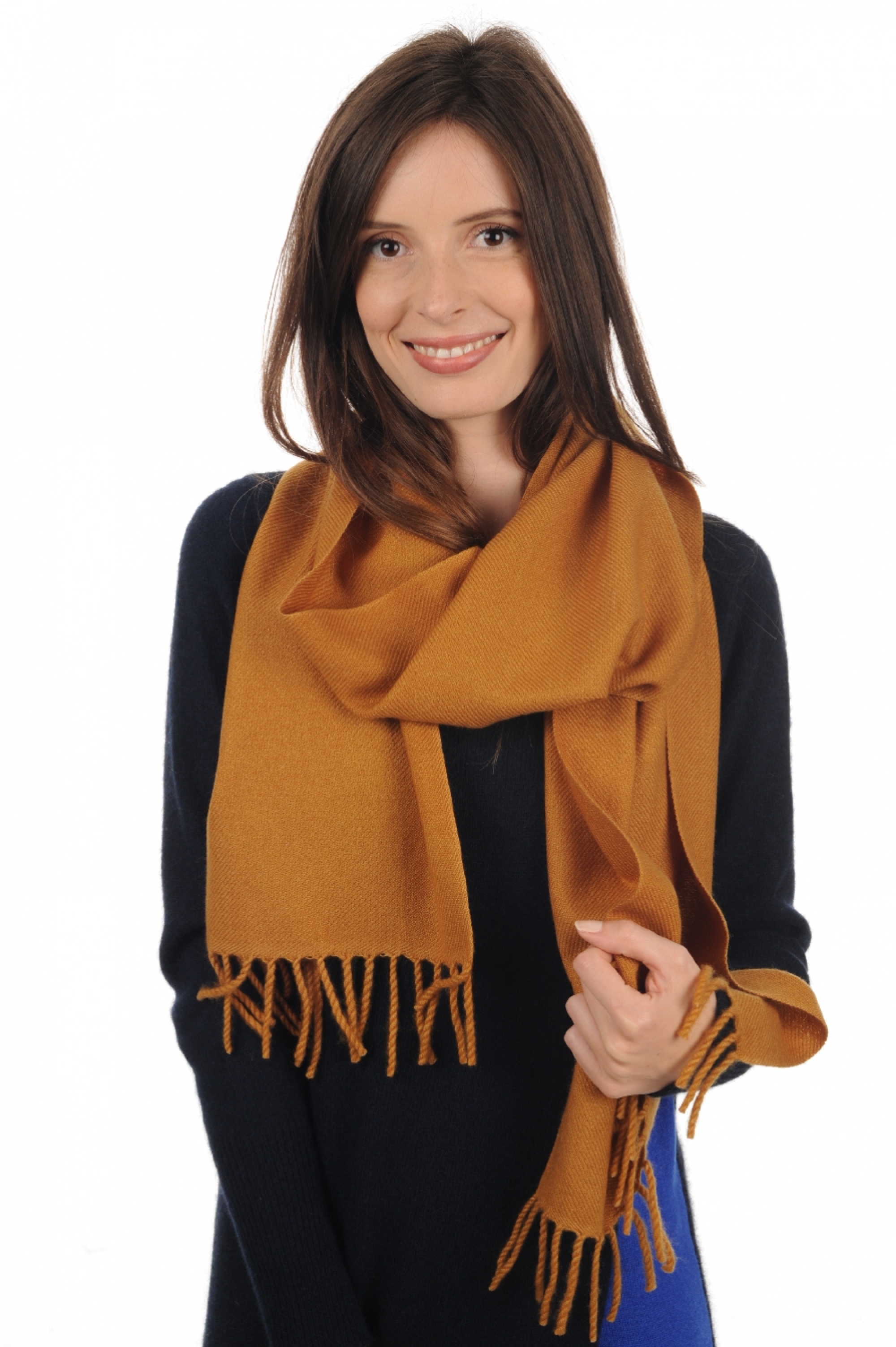 Cashmere accessories scarf mufflers kazu200 peanut butter 200 x 35 cm