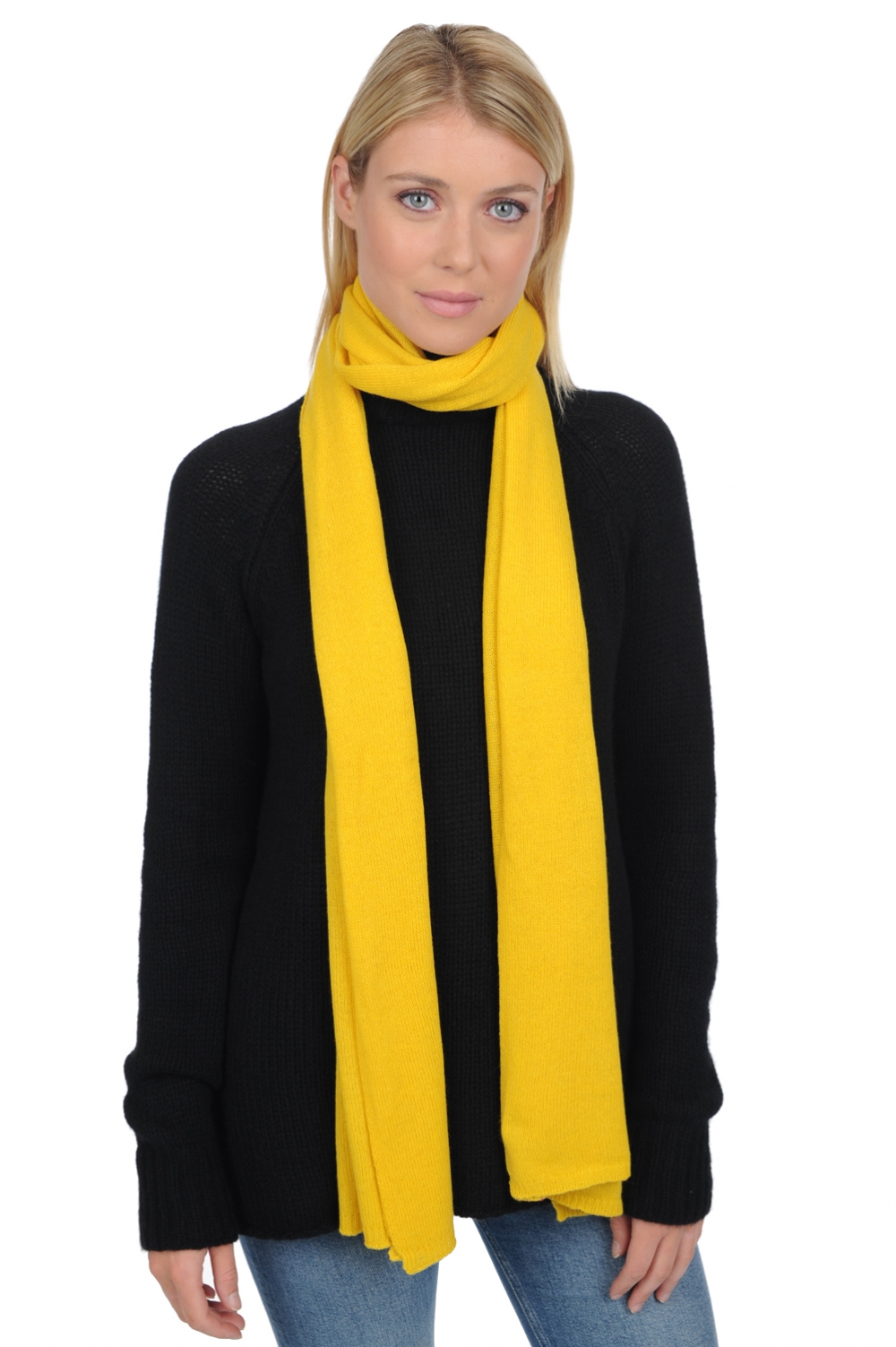 Cashmere accessories scarf mufflers miaou cyber yellow 210 x 38 cm