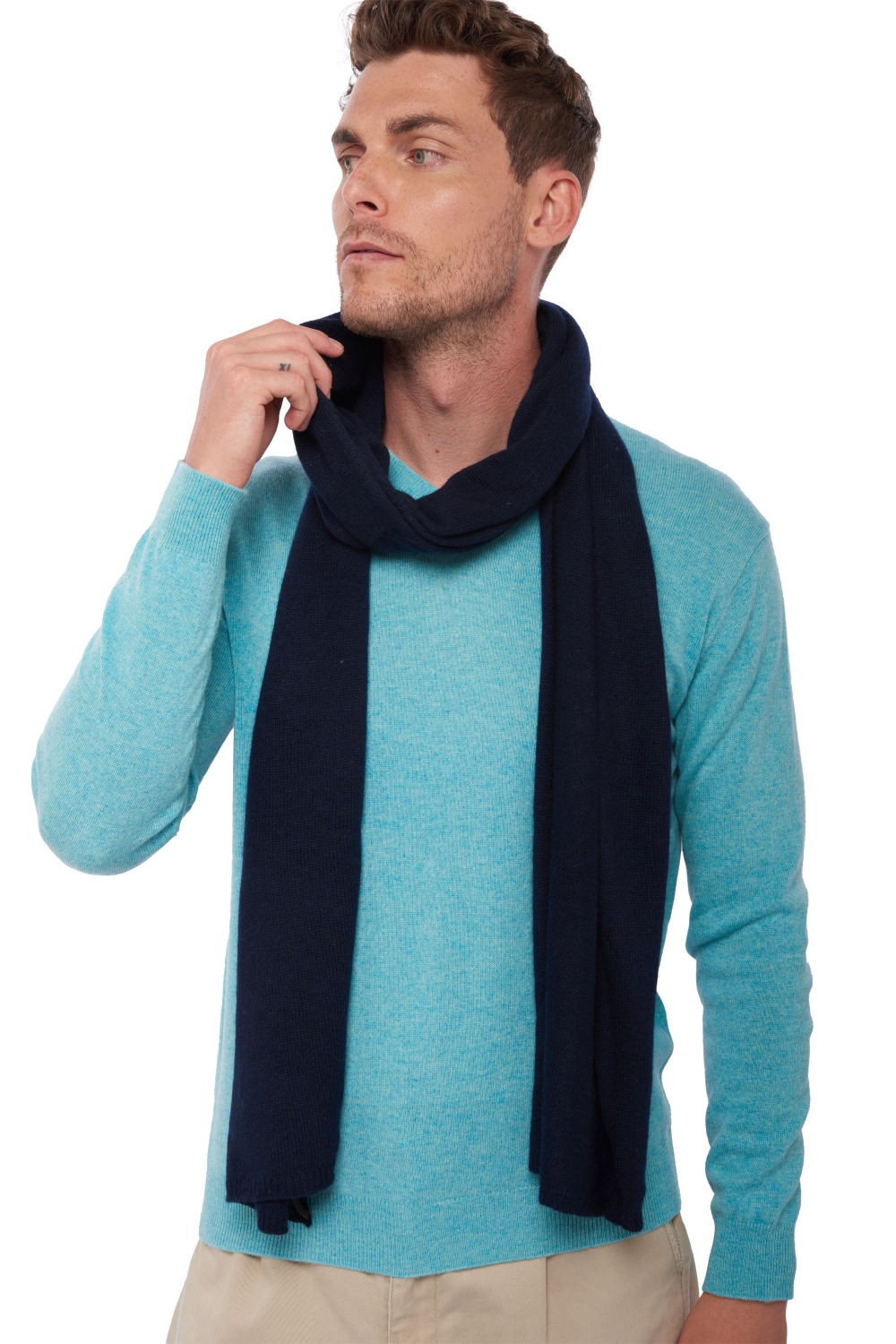 Cashmere accessories scarf mufflers miaou dress blue 210 x 38 cm