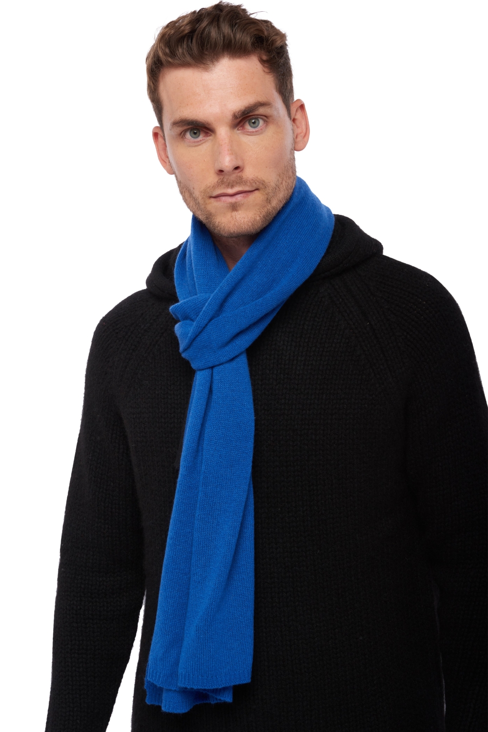 Cashmere accessories scarf mufflers miaou lapis blue 210 x 38 cm