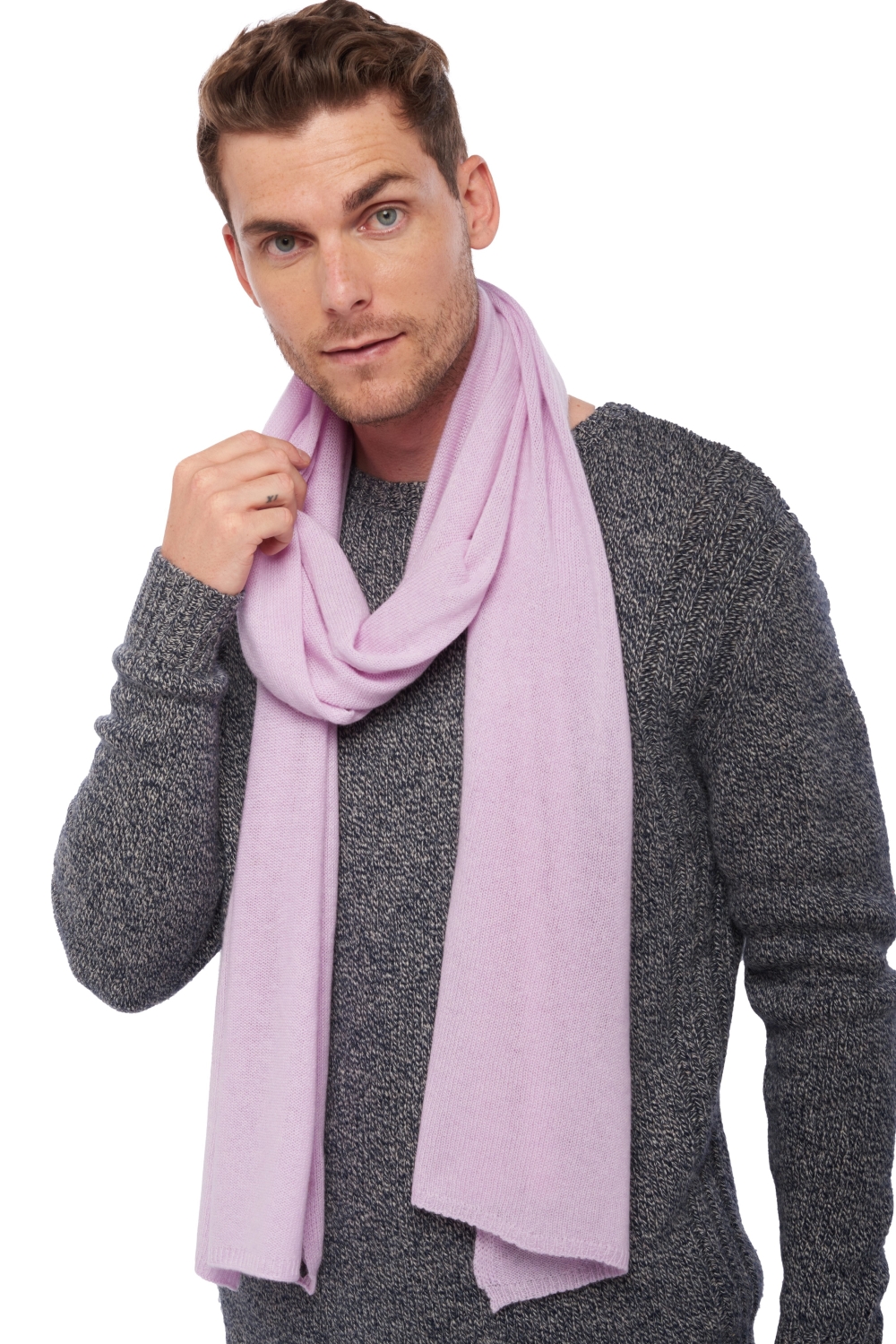 Cashmere accessories scarf mufflers miaou lilas 210 x 38 cm