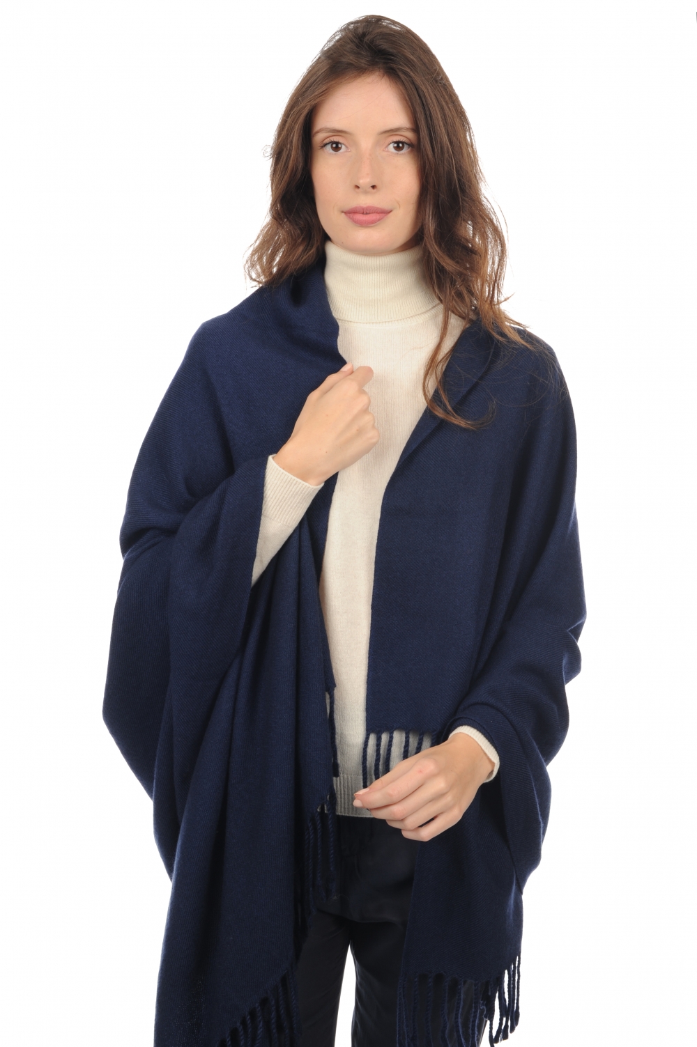 Cashmere accessories scarf mufflers niry dark navy 200x90cm