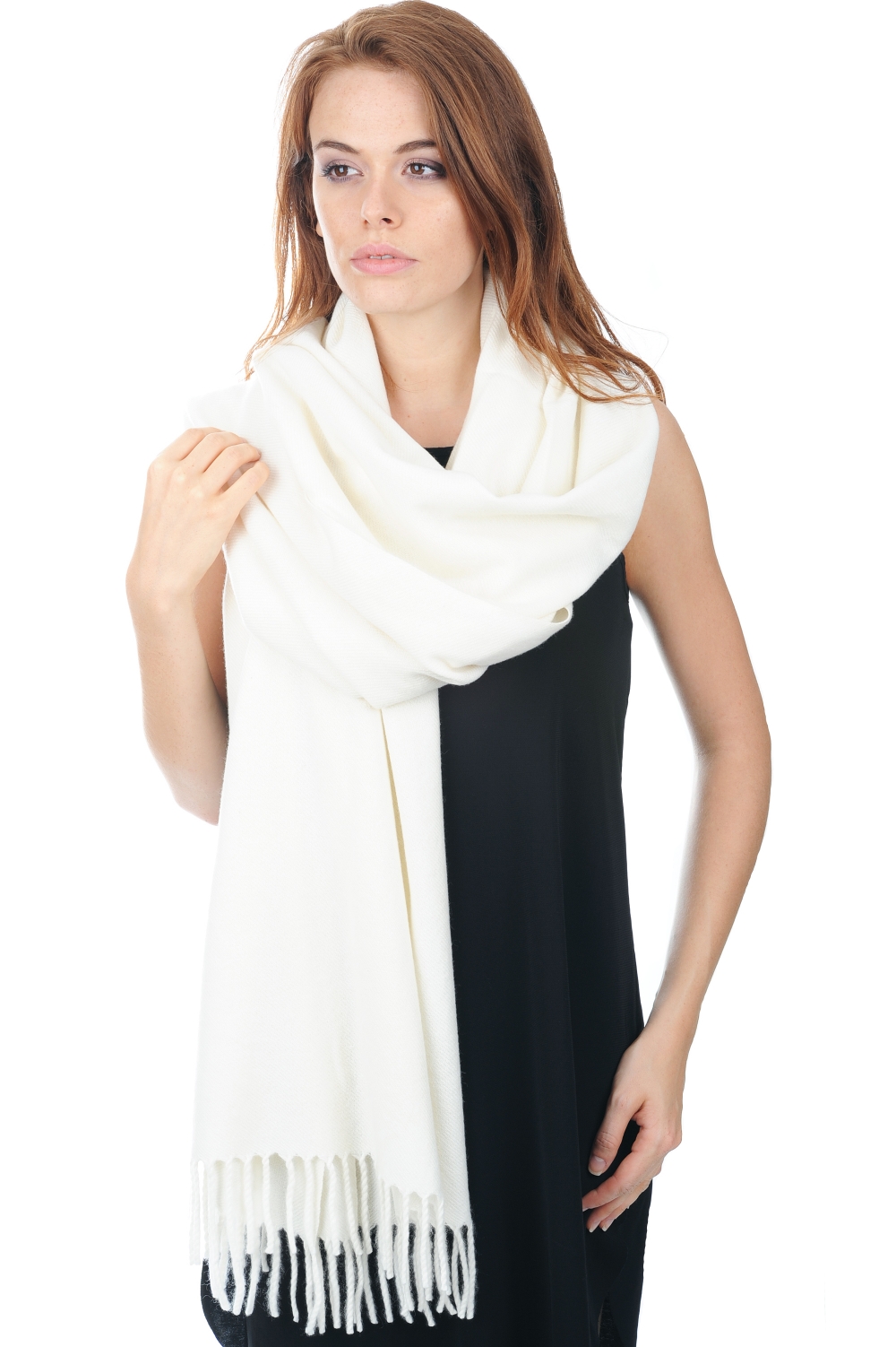 Cashmere accessories scarf mufflers niry ecru 200x90cm