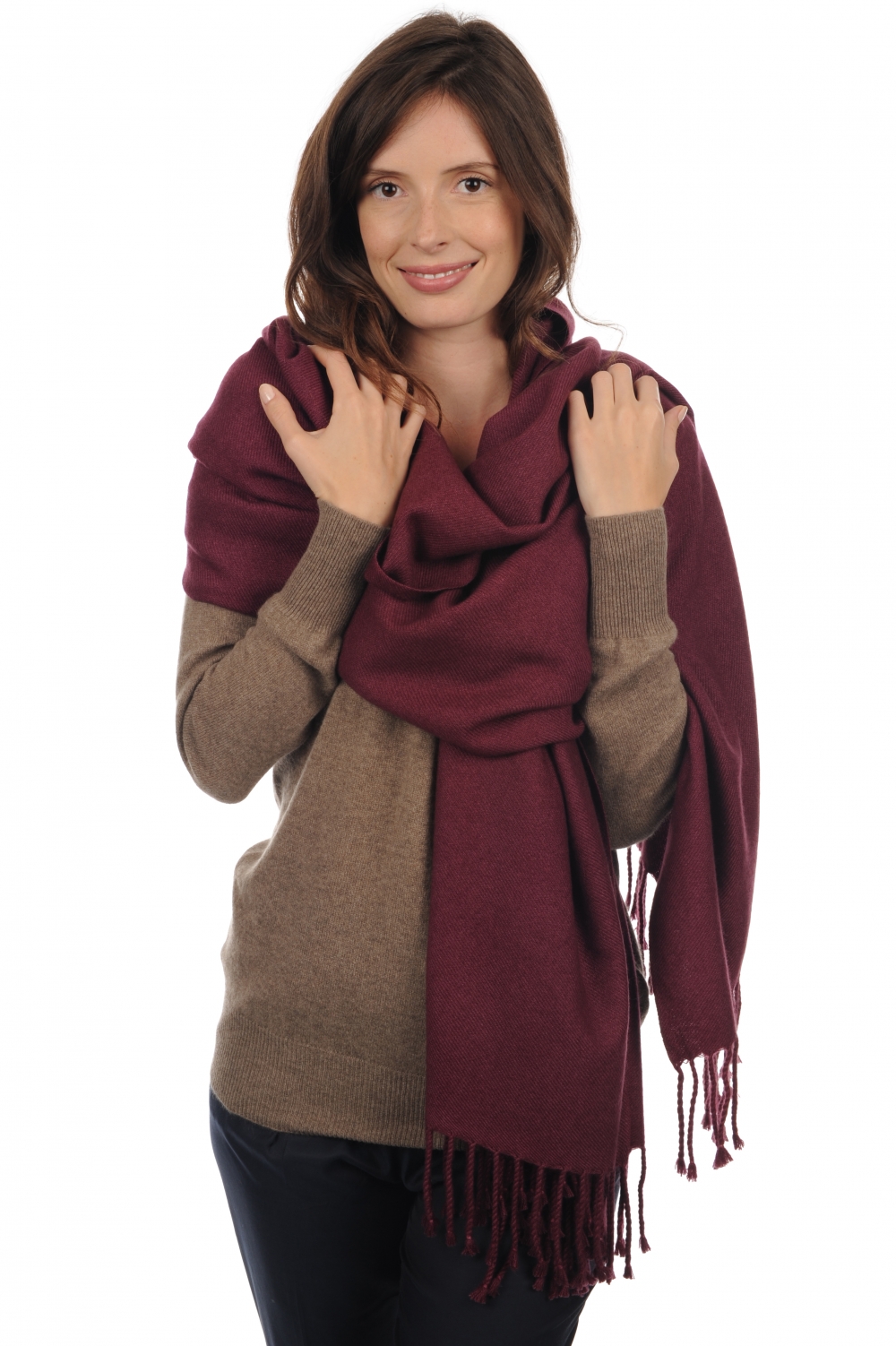 Cashmere accessories scarf mufflers niry prune 200x90cm