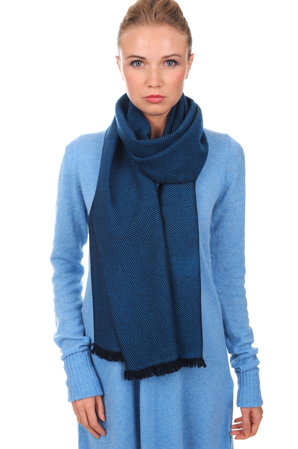 Cashmere accessories scarf mufflers orage blue 200 x 35 cm
