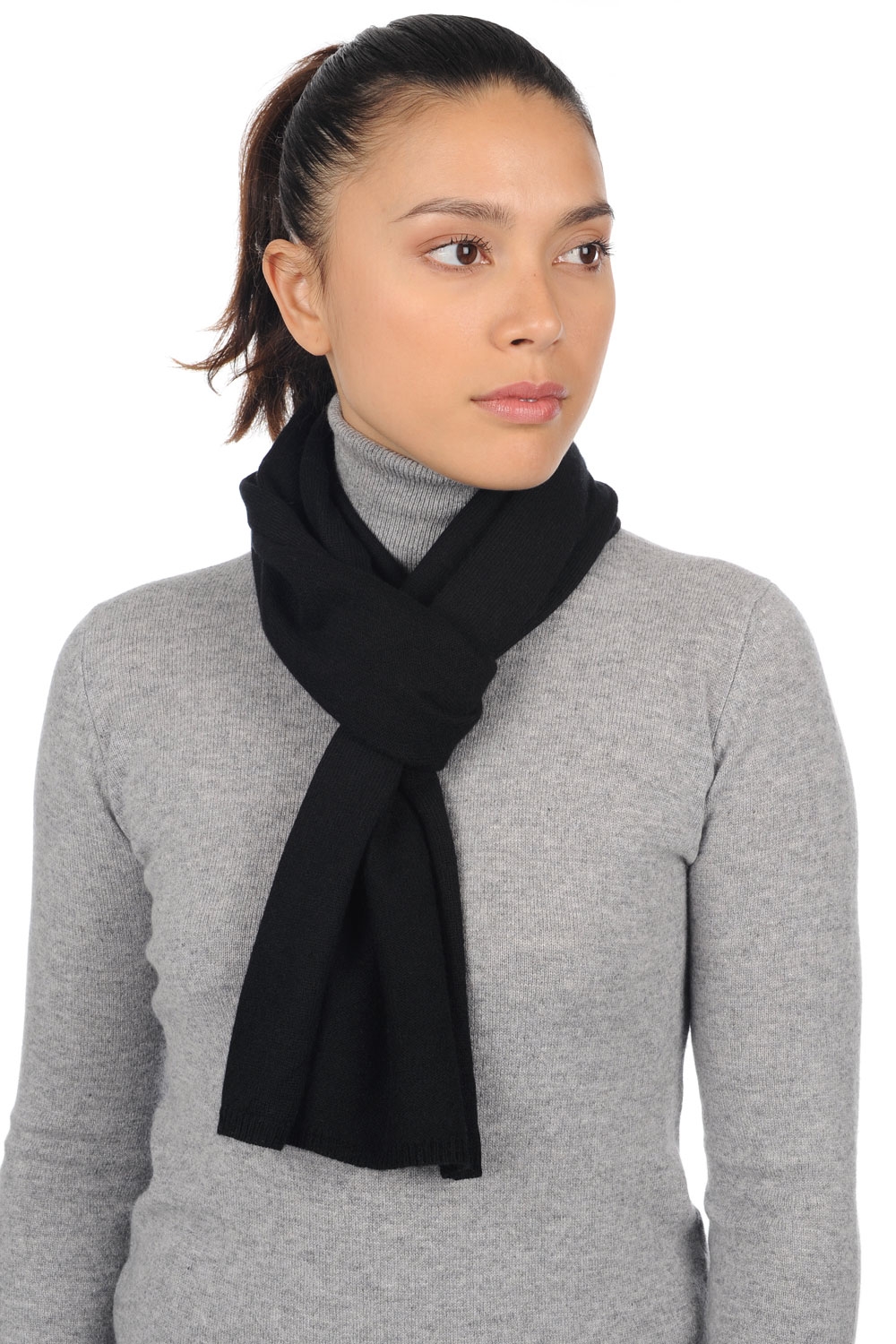 Cashmere accessories scarf mufflers ozone black 160 x 30 cm