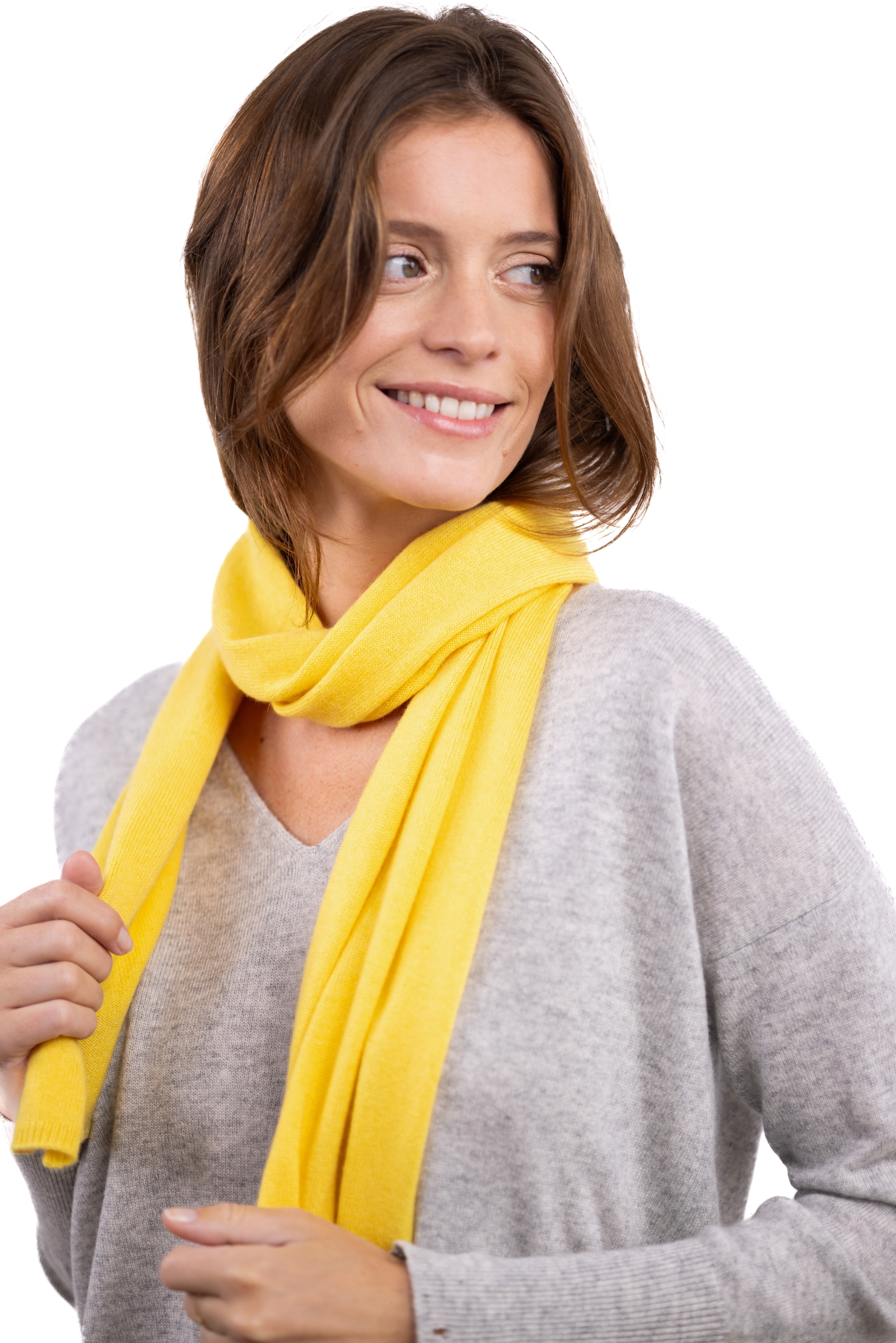 Cashmere accessories scarf mufflers ozone daffodil 160 x 30 cm