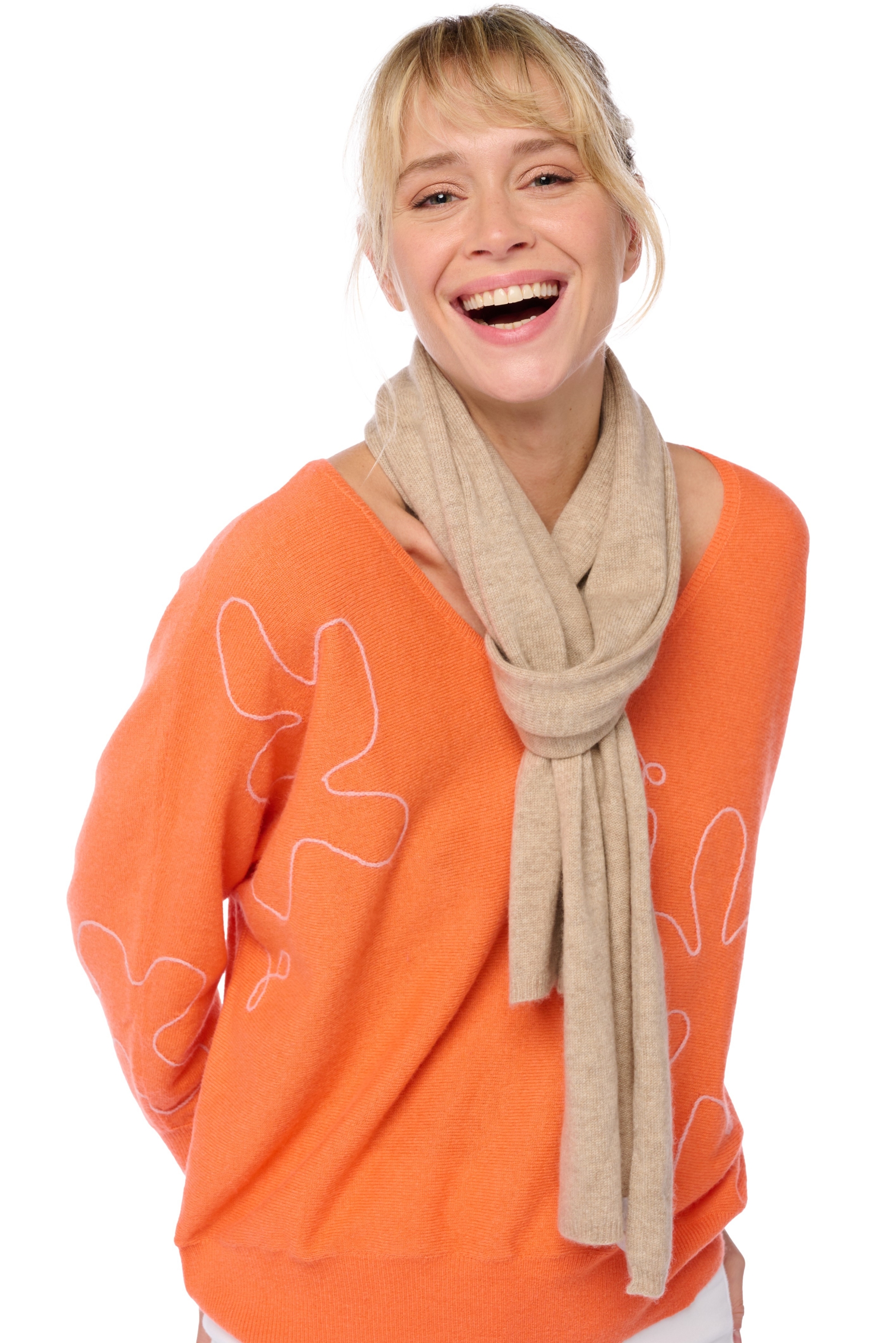 Cashmere accessories scarf mufflers ozone natural stone 160 x 30 cm