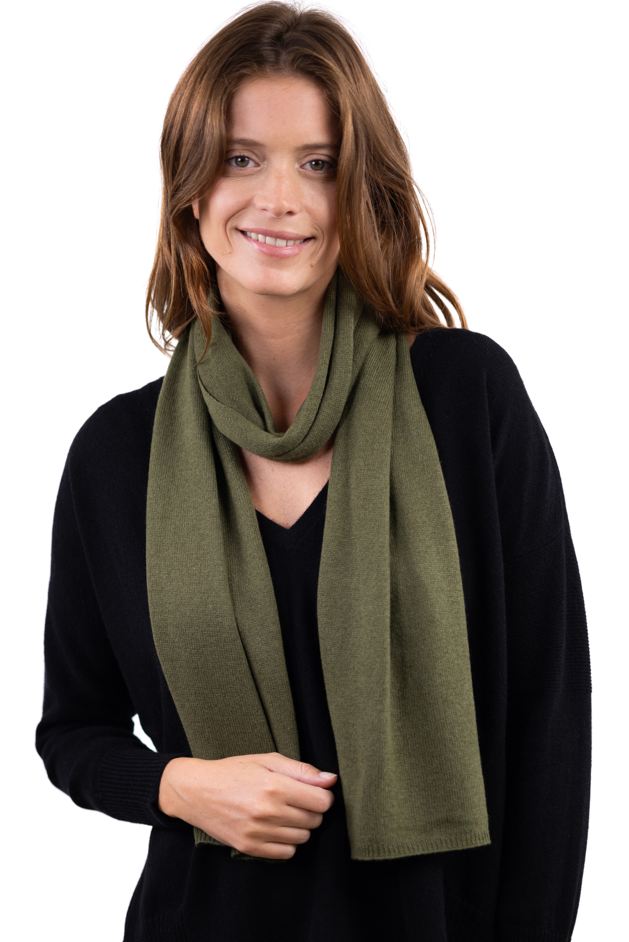 Cashmere accessories scarf mufflers ozone olive 160 x 30 cm