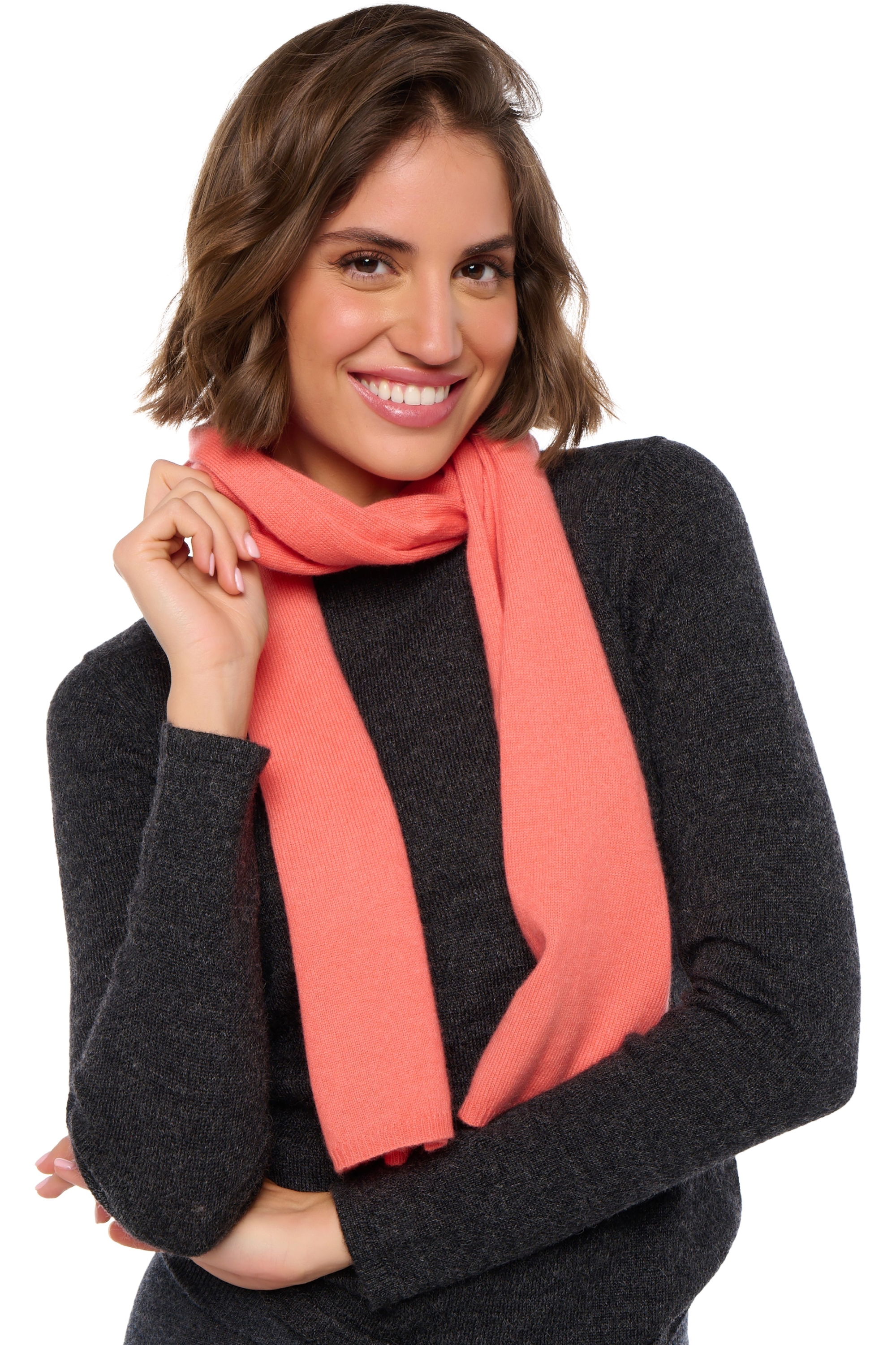 Cashmere accessories scarf mufflers ozone peach 160 x 30 cm