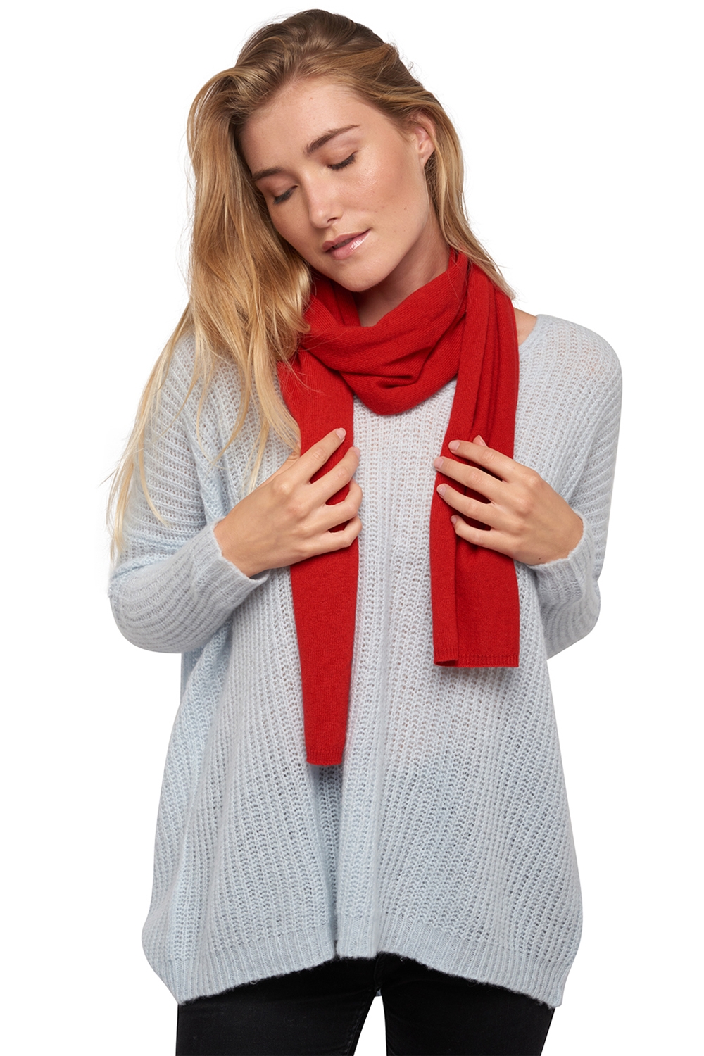 Cashmere accessories scarf mufflers ozone rouge 160 x 30 cm