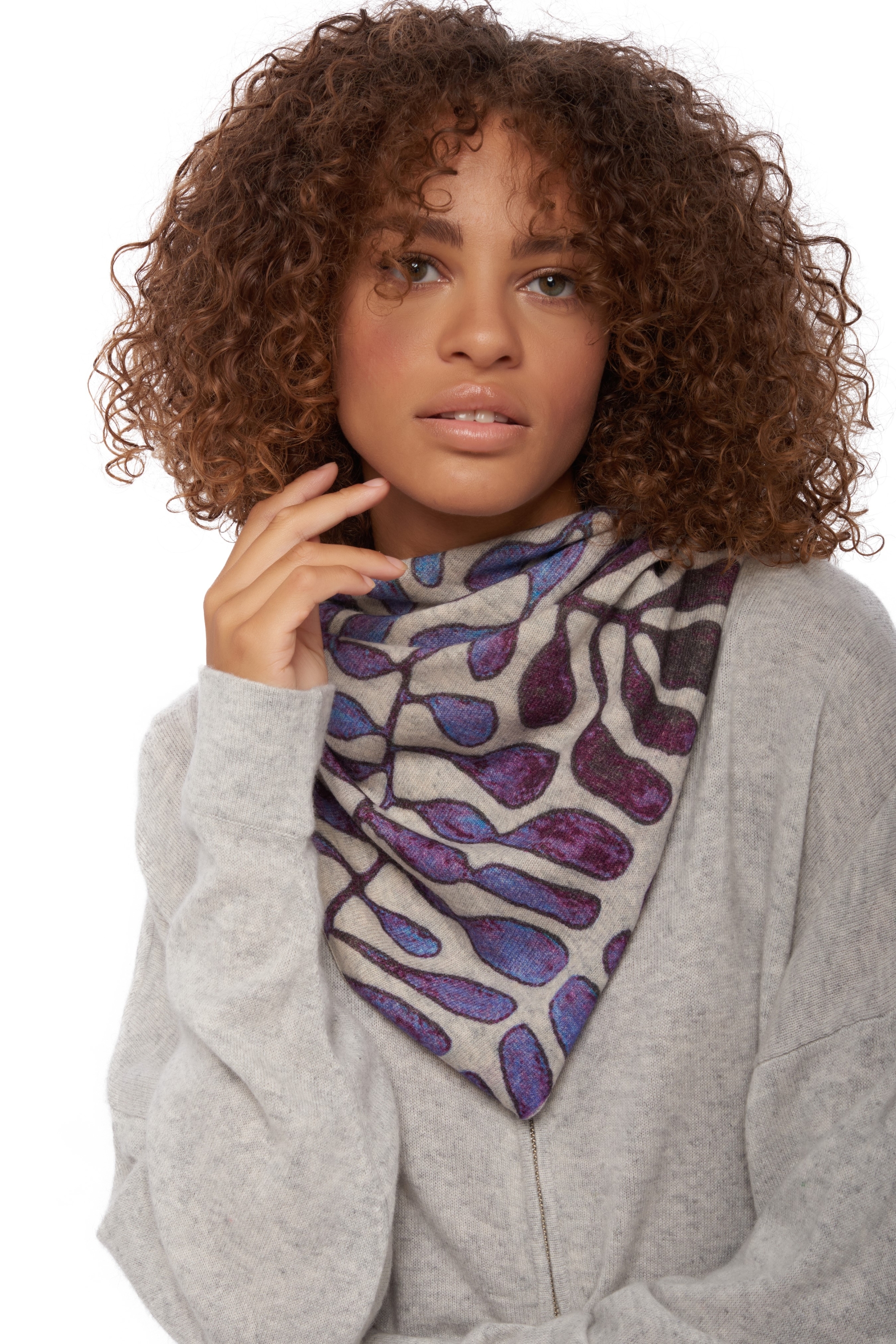 Cashmere accessories scarf mufflers uno flanelle chine 58 cm x 64 cm