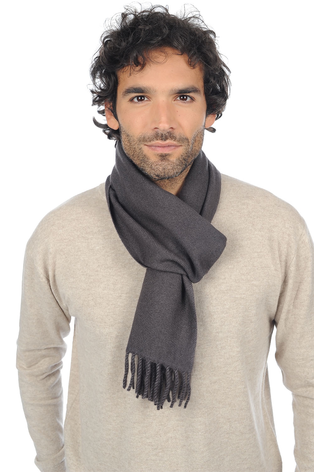 Cashmere accessories scarf mufflers zak170 carbon 170 x 25 cm