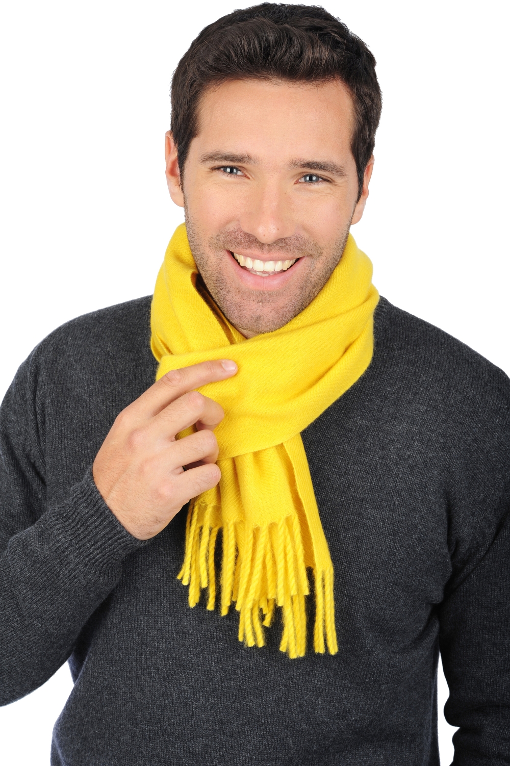 Cashmere accessories scarf mufflers zak170 cyber yellow 170 x 25 cm