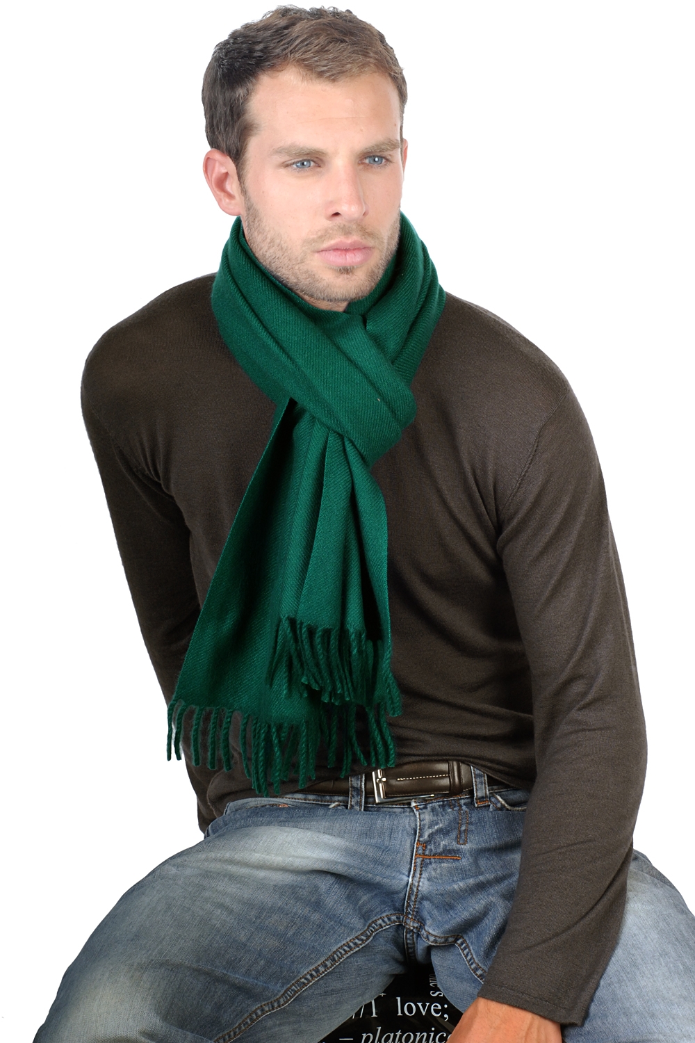Cashmere accessories scarf mufflers zak170 forest green 170 x 25 cm