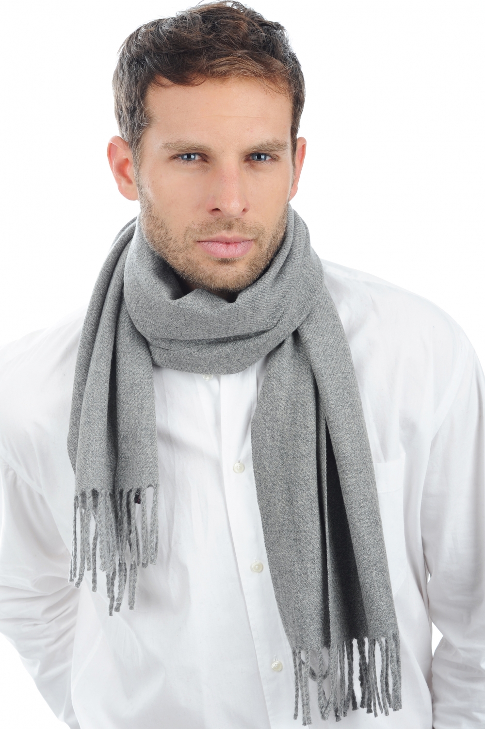 Cashmere accessories scarf mufflers zak170 grey marl 170 x 25 cm