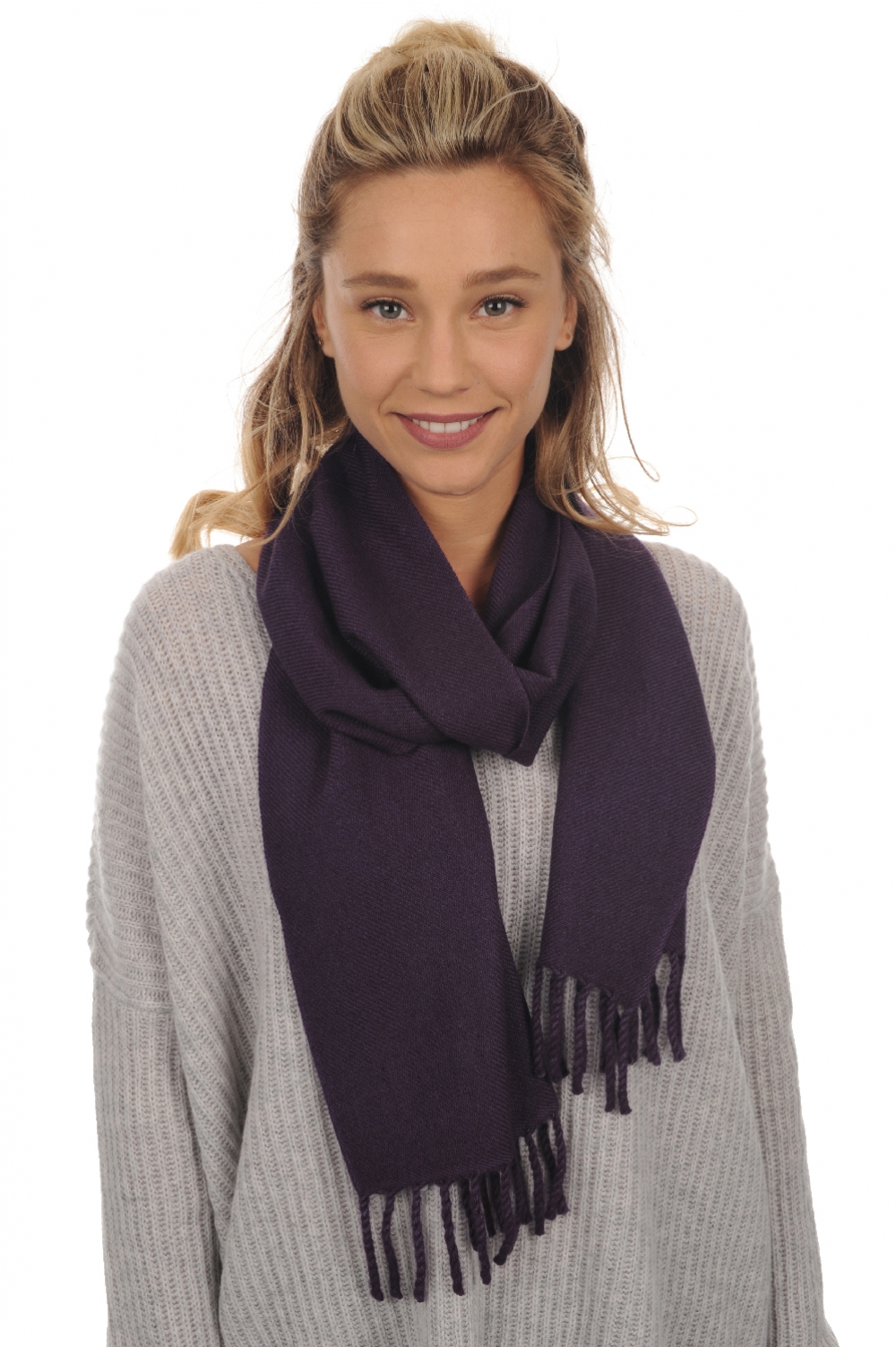 Cashmere accessories scarf mufflers zak170 purple violet 170 x 25 cm