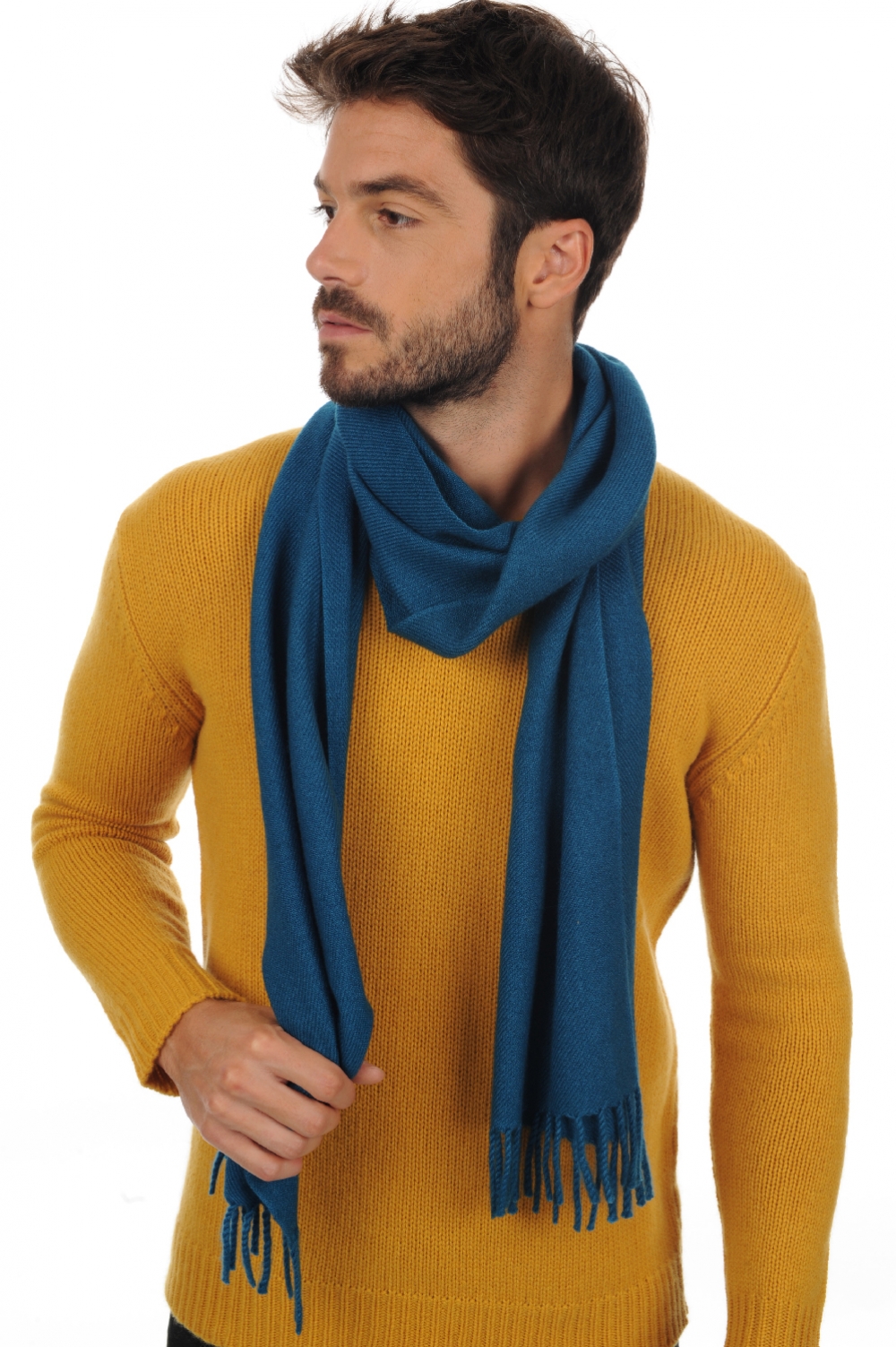 Cashmere accessories scarf mufflers zak200 canard blue 200 x 35 cm