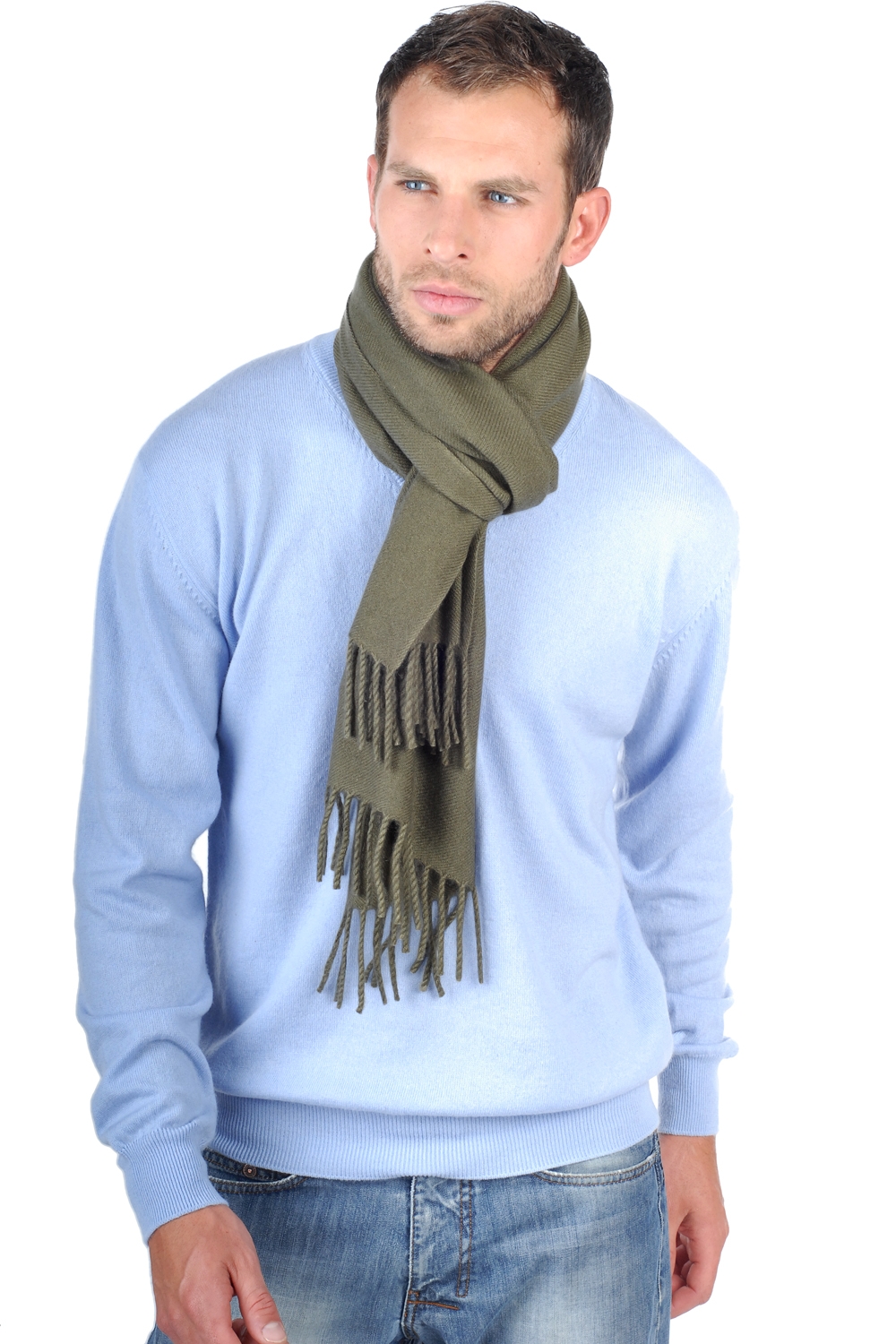 Cashmere accessories scarf mufflers zak200 ivy green 200 x 35 cm