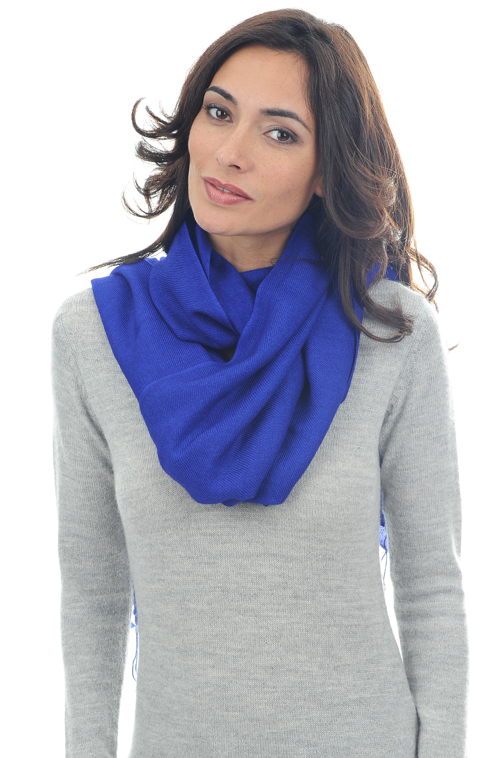 Cashmere accessories shawls diamant blue kliena 201 cm x 71 cm