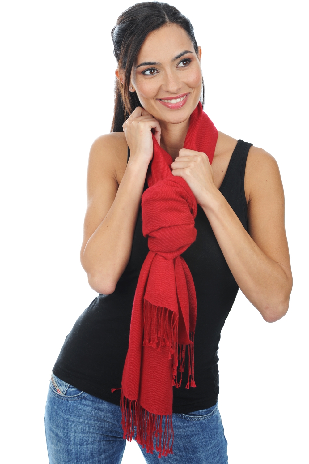 Cashmere accessories shawls diamant deep red 201 cm x 71 cm