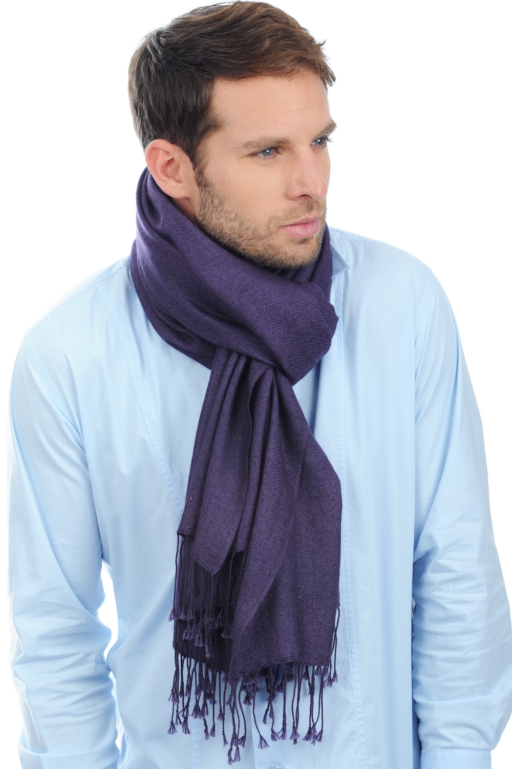 Cashmere accessories shawls diamant purple violet 201 cm x 71 cm