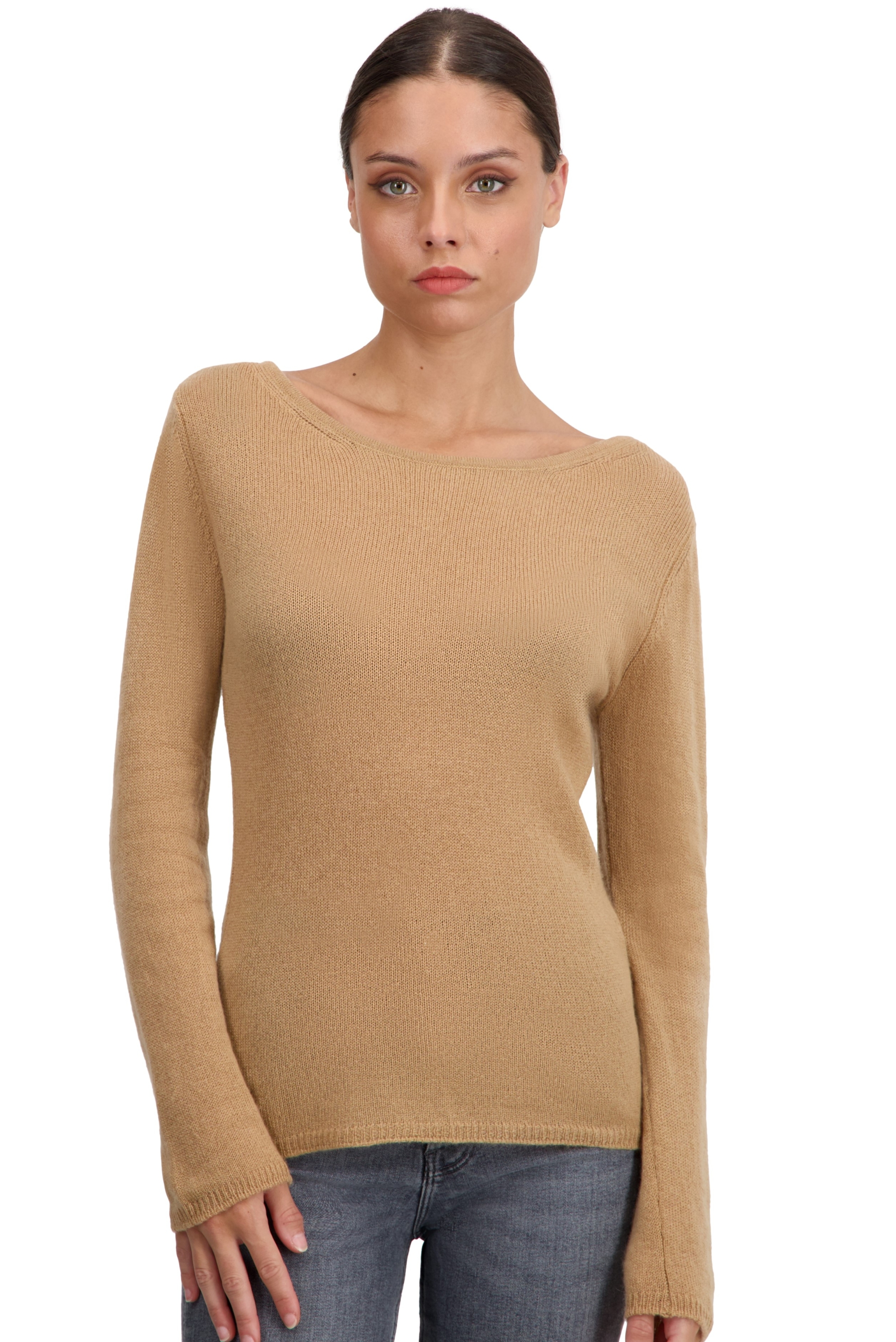 Cashmere ladies basic sweaters at low prices caleen camel 3xl