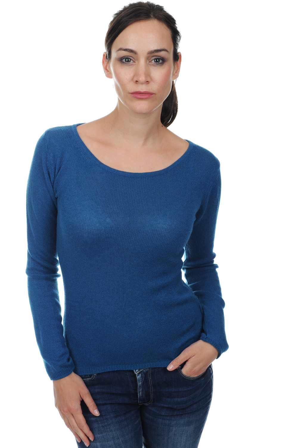 Cashmere ladies basic sweaters at low prices caleen canard blue 4xl