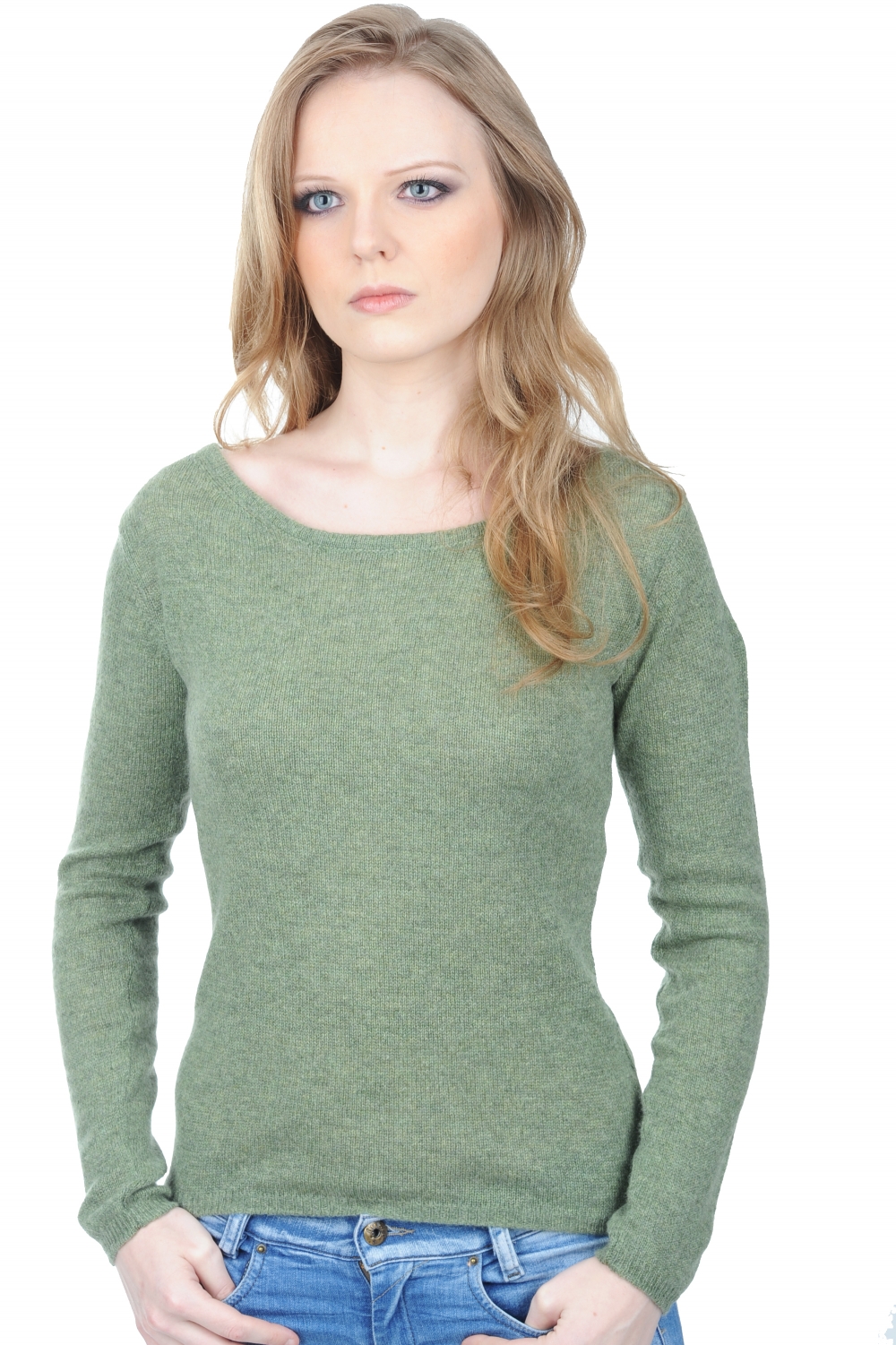 Cashmere ladies basic sweaters at low prices caleen olive chine l