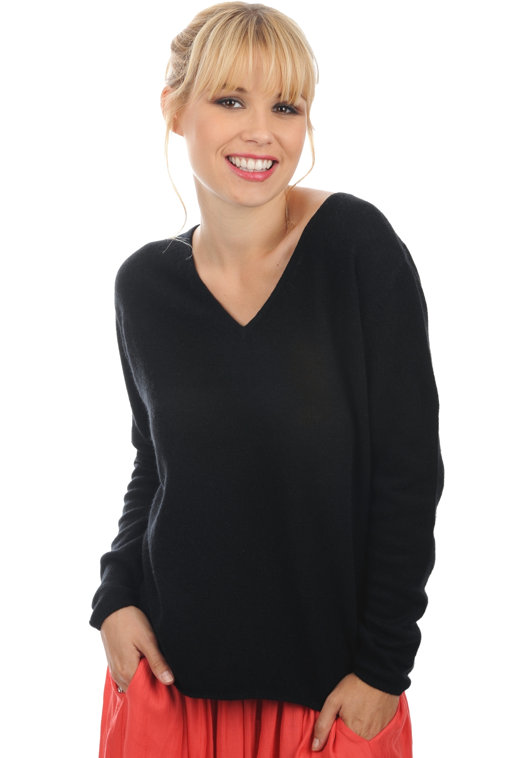 Cashmere ladies basic sweaters at low prices flavie black 2xl